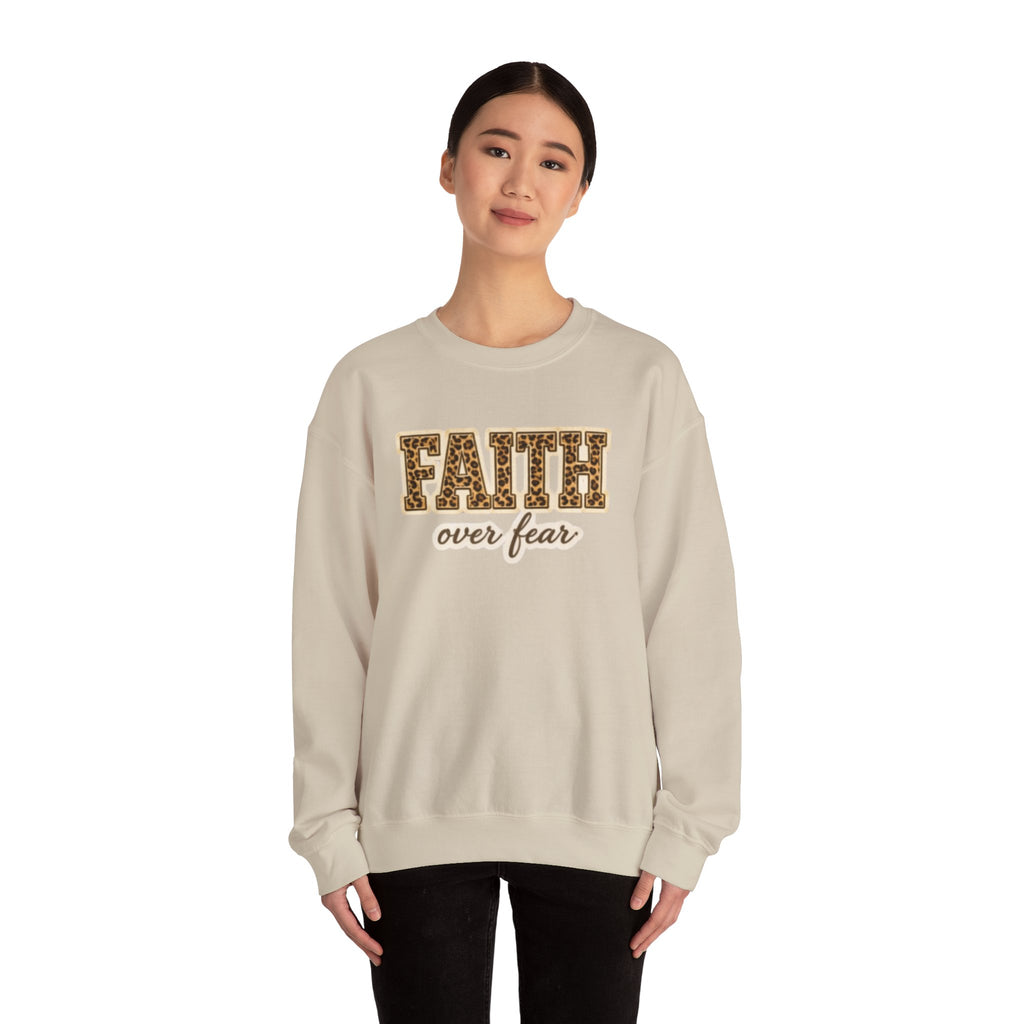 Faith Over Fear Leopard Graphic Sweatshirt