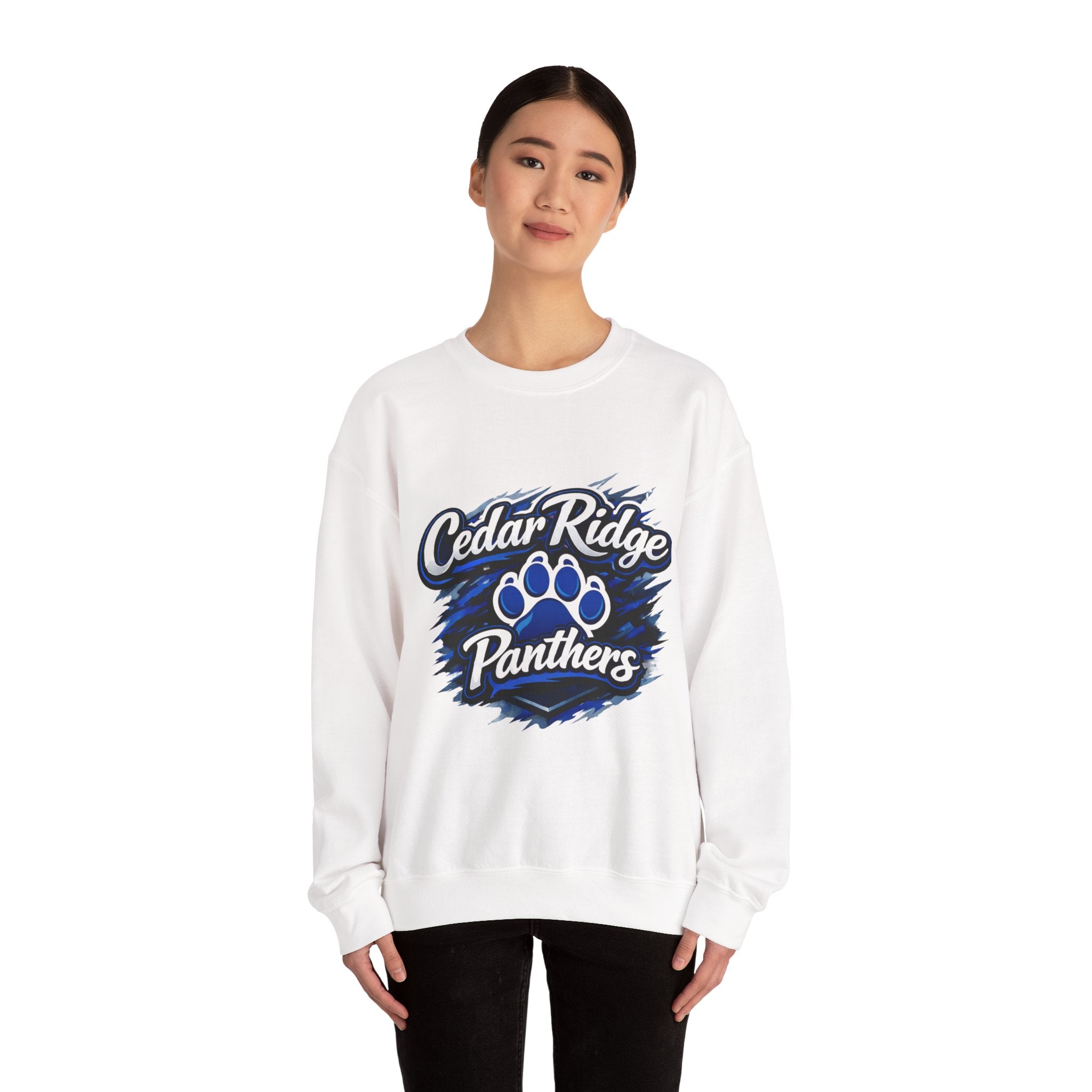 Cedar Ridge Panthers Crewneck Sweatshirt — Blue Paw School Spirit