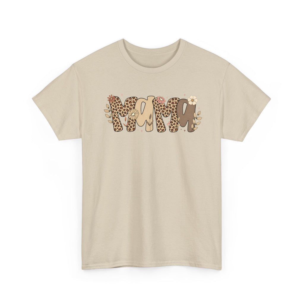 Mama Leopard Print T-Shirt — 'MAMA' Heart Graphic Mother's Day Tee