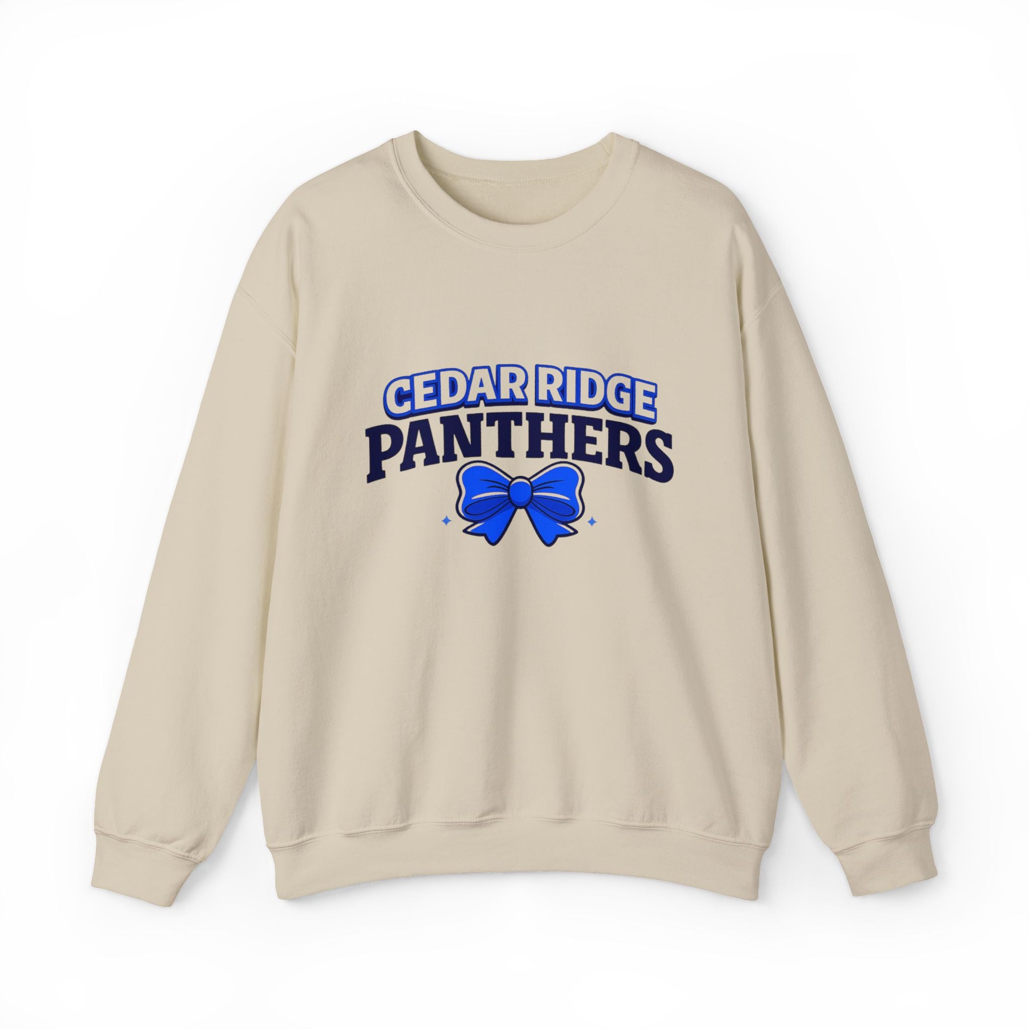 Panthers Crewneck Sweatshirt — Cedar Ridge Panthers Blue Bow School Spirit