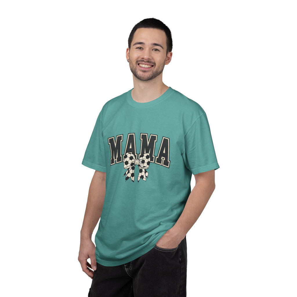 Mama Graphic T-Shirt — Retro Collegiate Letters with Polka Dot Bow