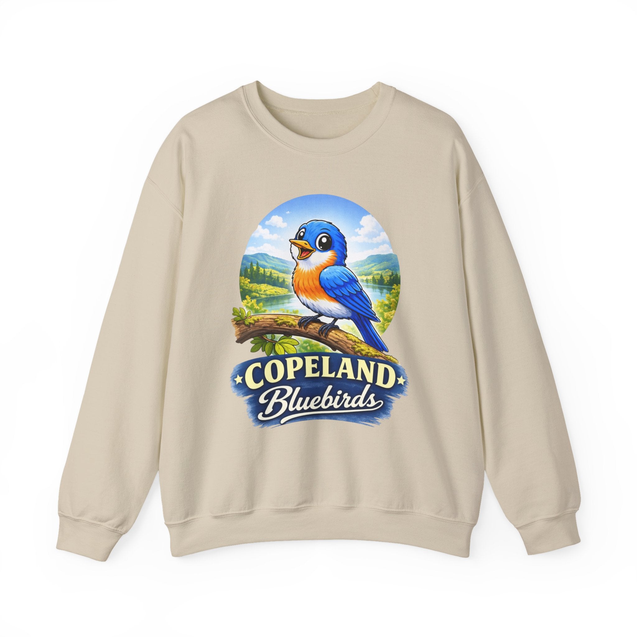Bluebird Crewneck Sweatshirt — Copeland Bluebirds Vintage School Mascot Design