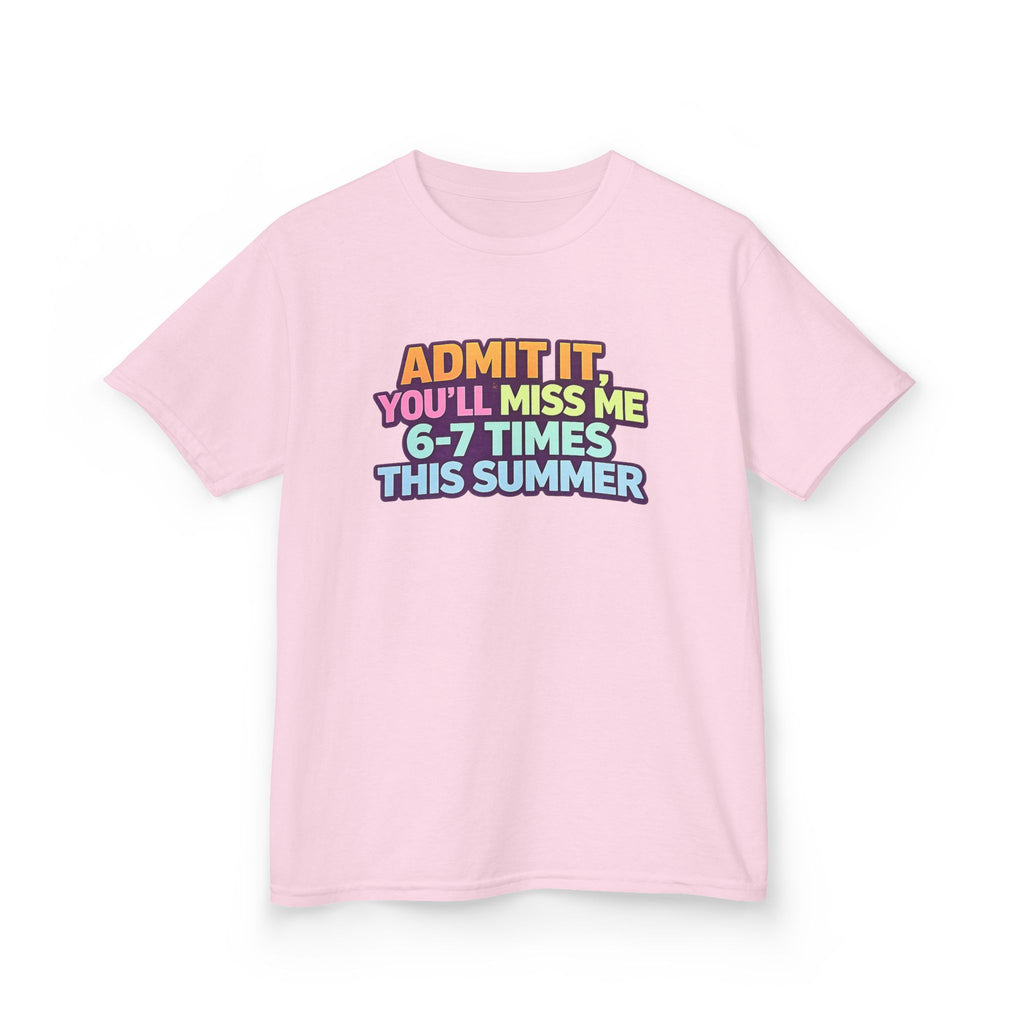 Kids Tee - "Admit It You'll Miss Me 6-7 Times This Summer" Retro Rainbow Graphic