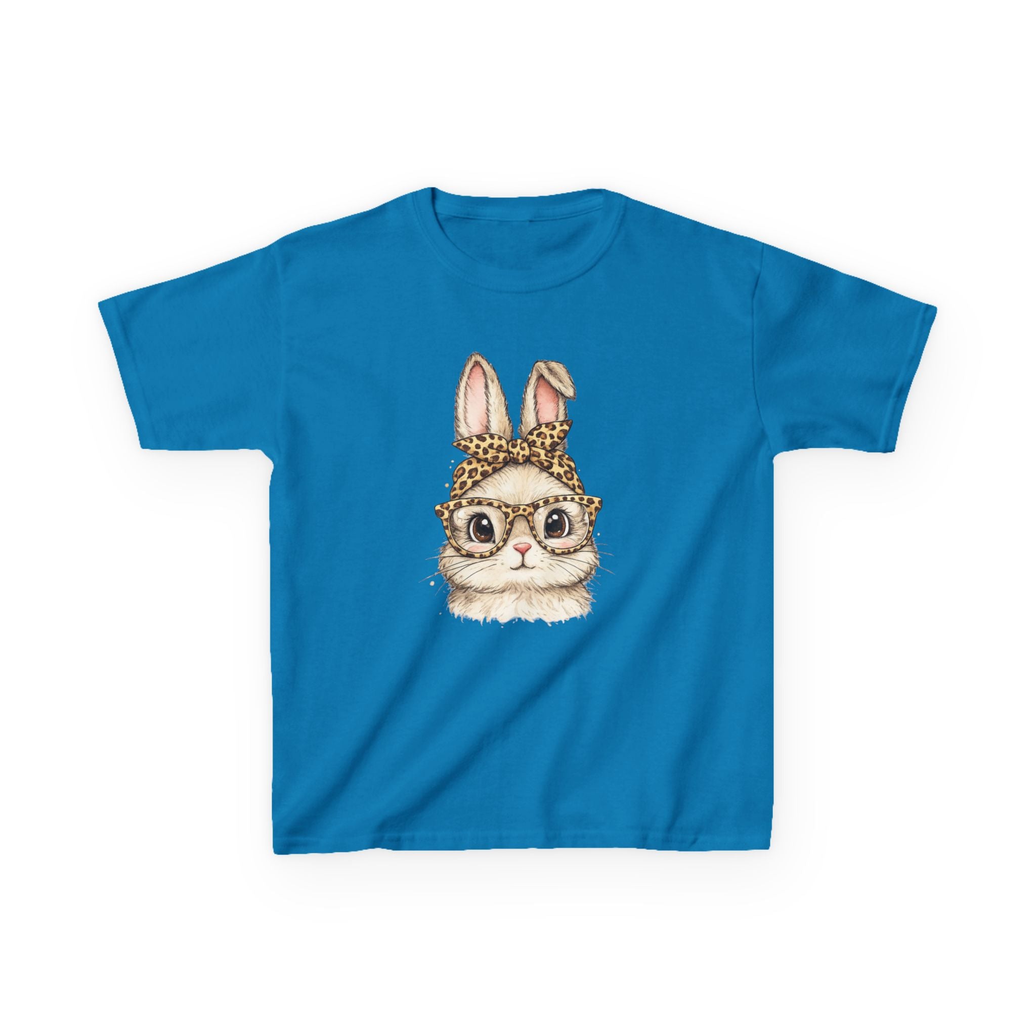 Kids Bunny with Glasses Tee — Cute Leopard Headband Rabbit Shirt for Children