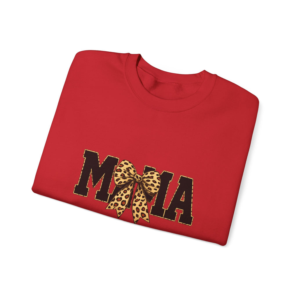 Mama Leopard Bow Crewneck Sweatshirt