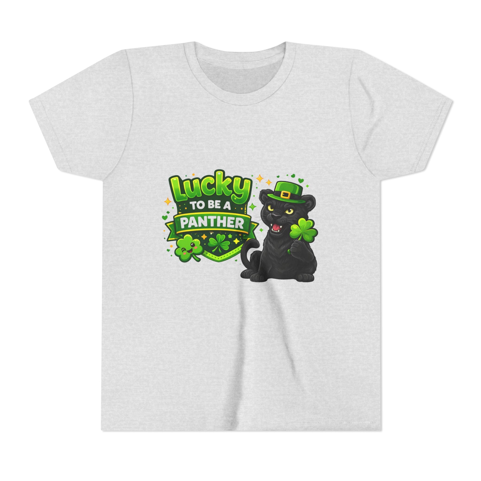 Youth Tee — "Lucky to Be a Panther" St. Patrick's Day Shamrock Tee