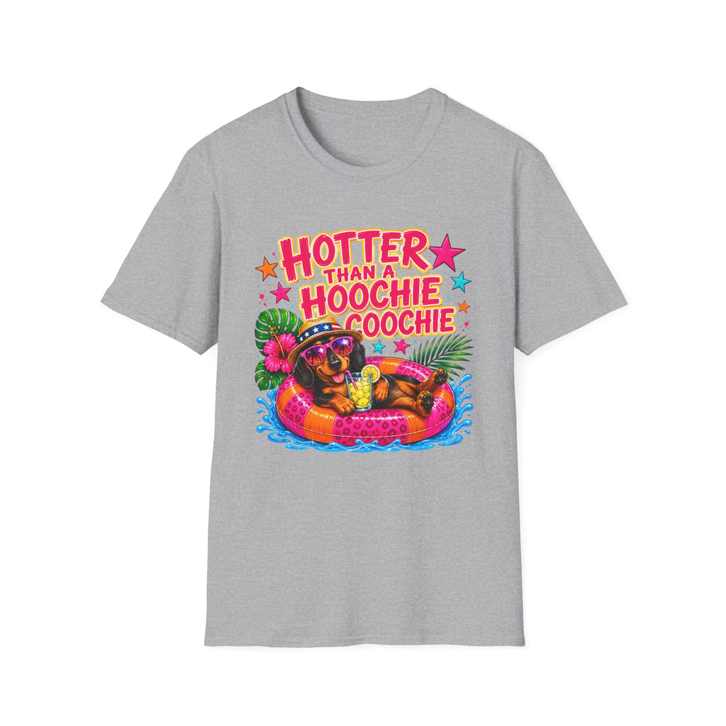 T-Shirt — "Hotter Than A Hoochie Coochie" Bright Retro Summer Graphic