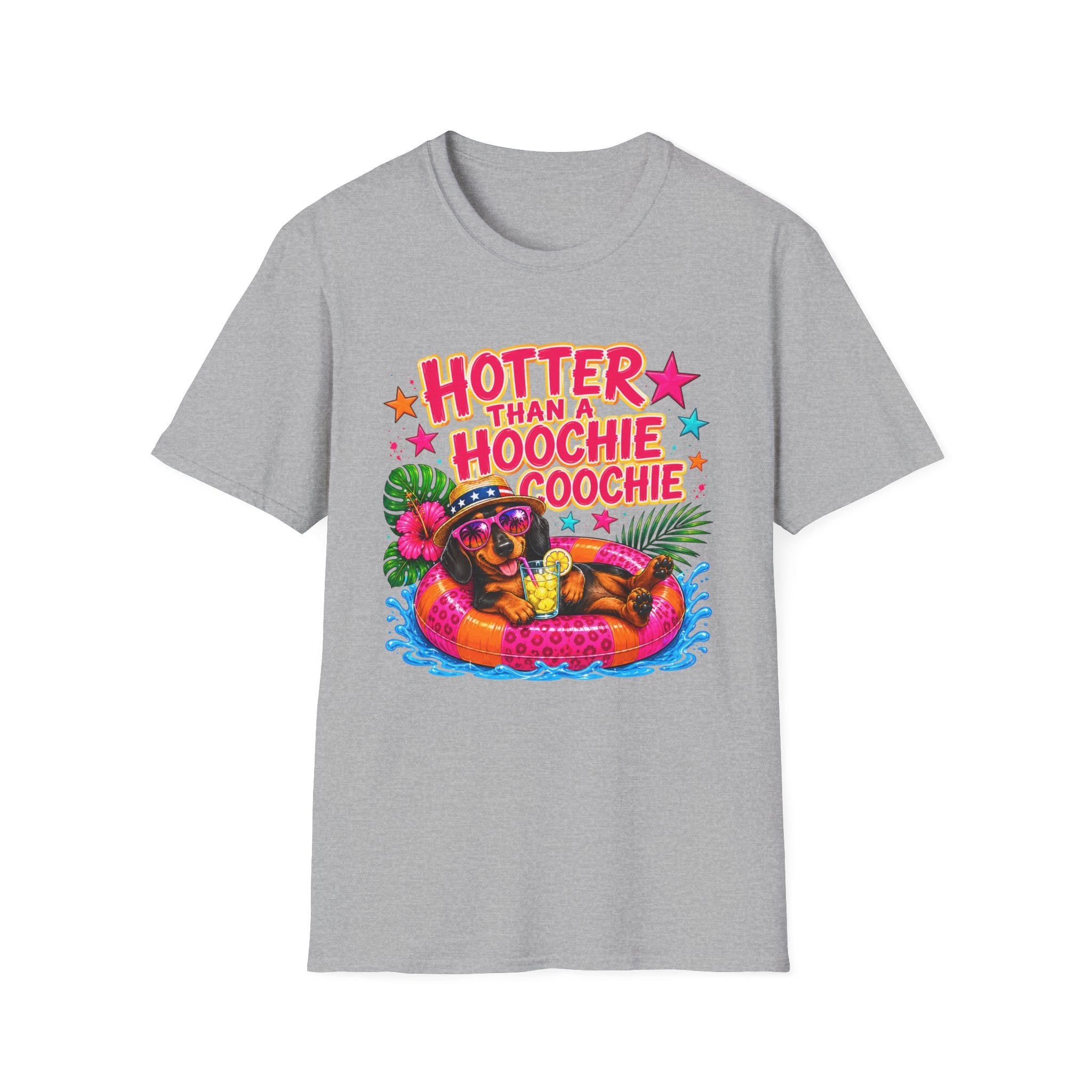 T-Shirt — "Hotter Than A Hoochie Coochie" Bright Retro Summer Graphic
