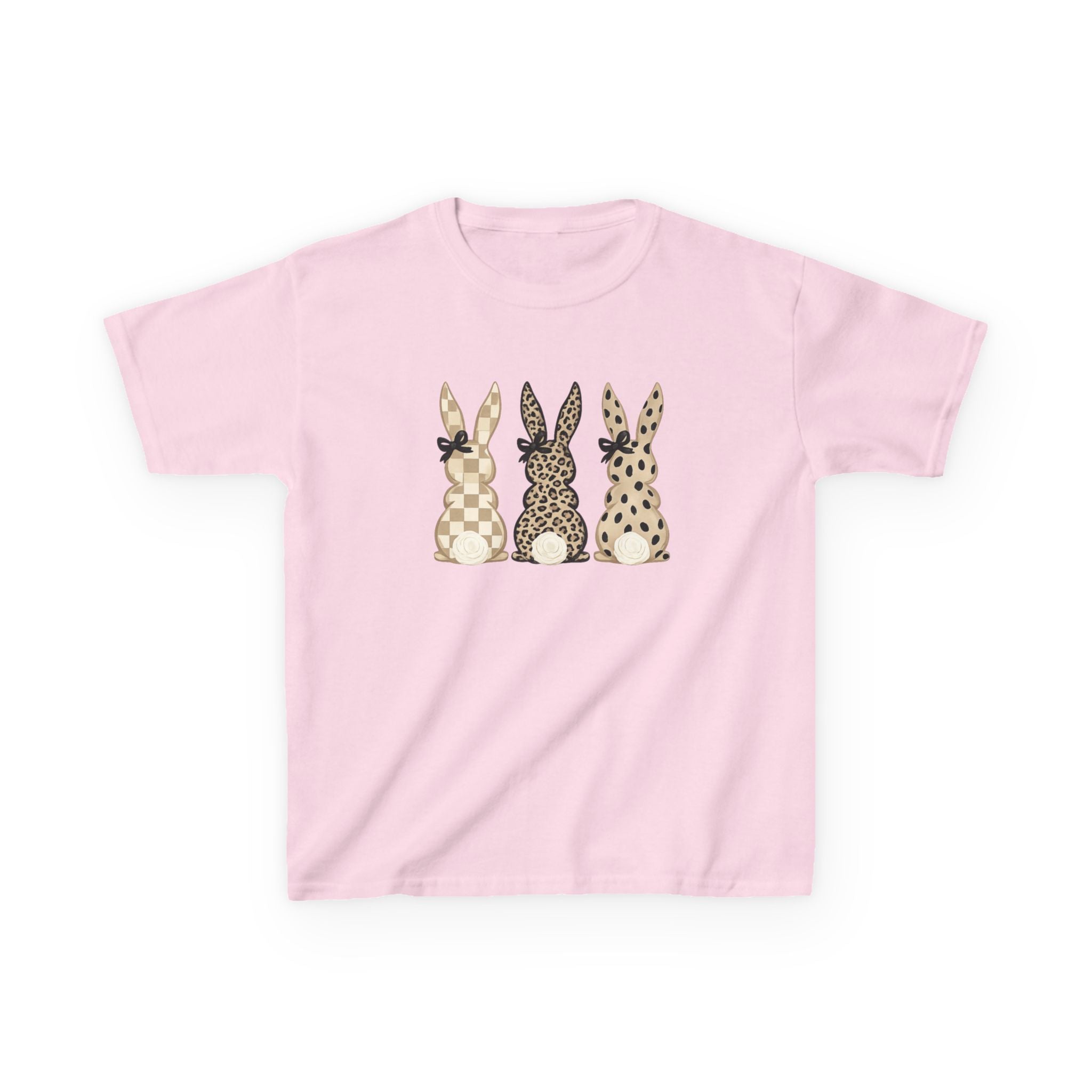 Kids Bunny Trio Tee — Neutral Patterned Easter Rabbit Shirt