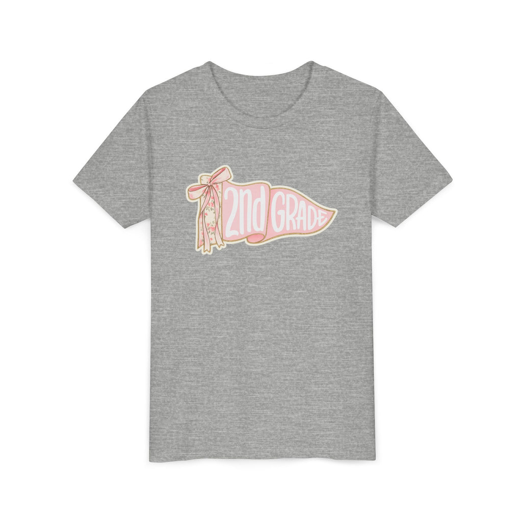 2nd Grade Pennant Kids T‑Shirt — Cute Pink Back-to-School Tee for Girls