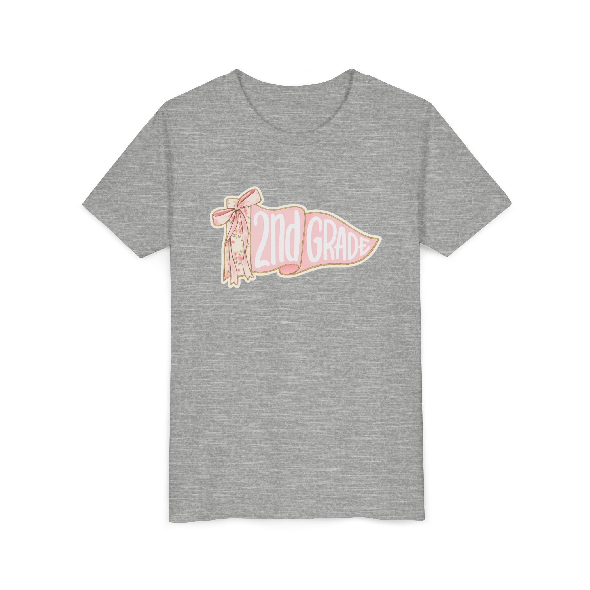 2nd Grade Pennant Kids T‑Shirt — Cute Pink Back-to-School Tee for Girls