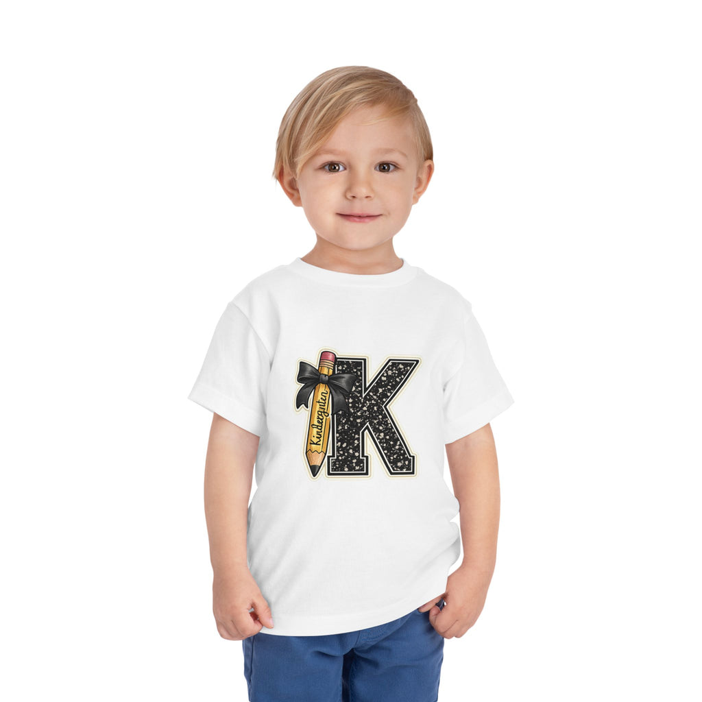 Kids' Letter K Pencil Tee — Monogram Toddler Short Sleeve Shirt