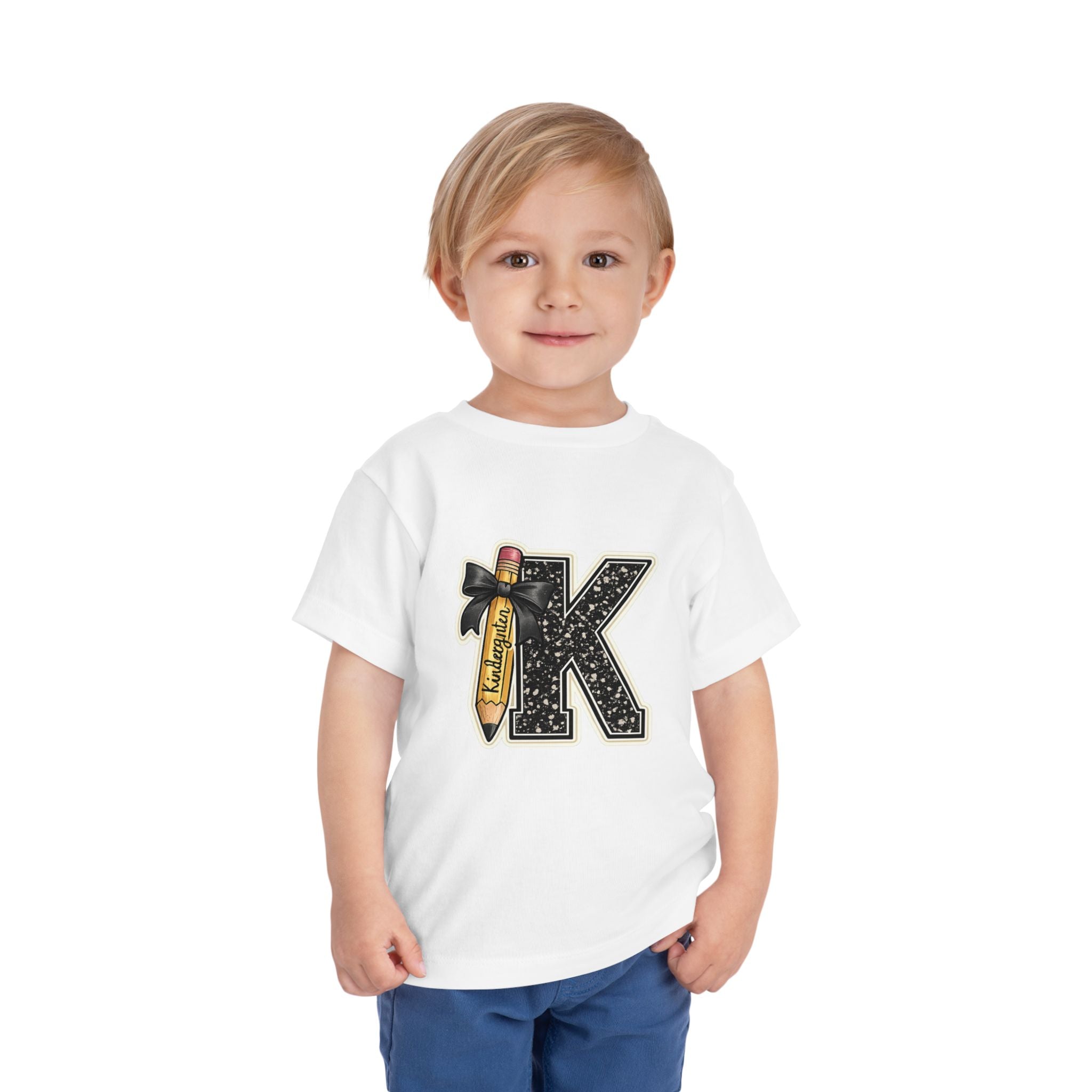 Kids' Letter K Pencil Tee — Monogram Toddler Short Sleeve Shirt