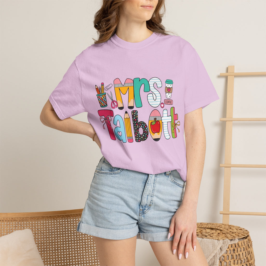 Teacher Name T‑Shirt — "Mrs. Talbott" Cute Classroom Doodle Design