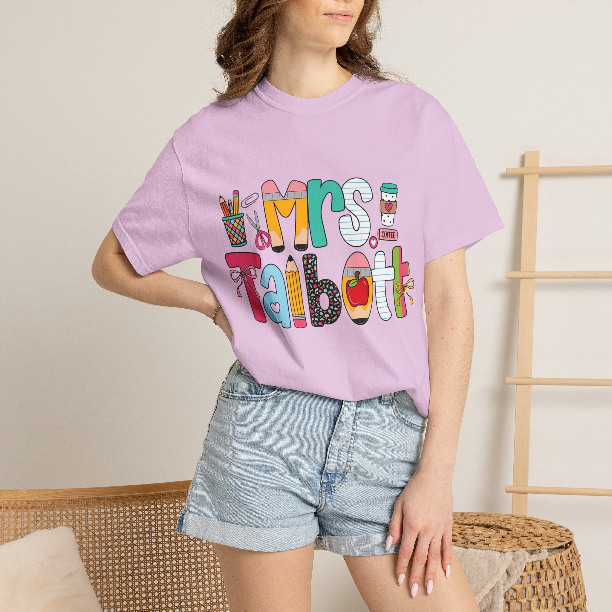 Teacher Name T‑Shirt — "Mrs. Talbott" Cute Classroom Doodle Design