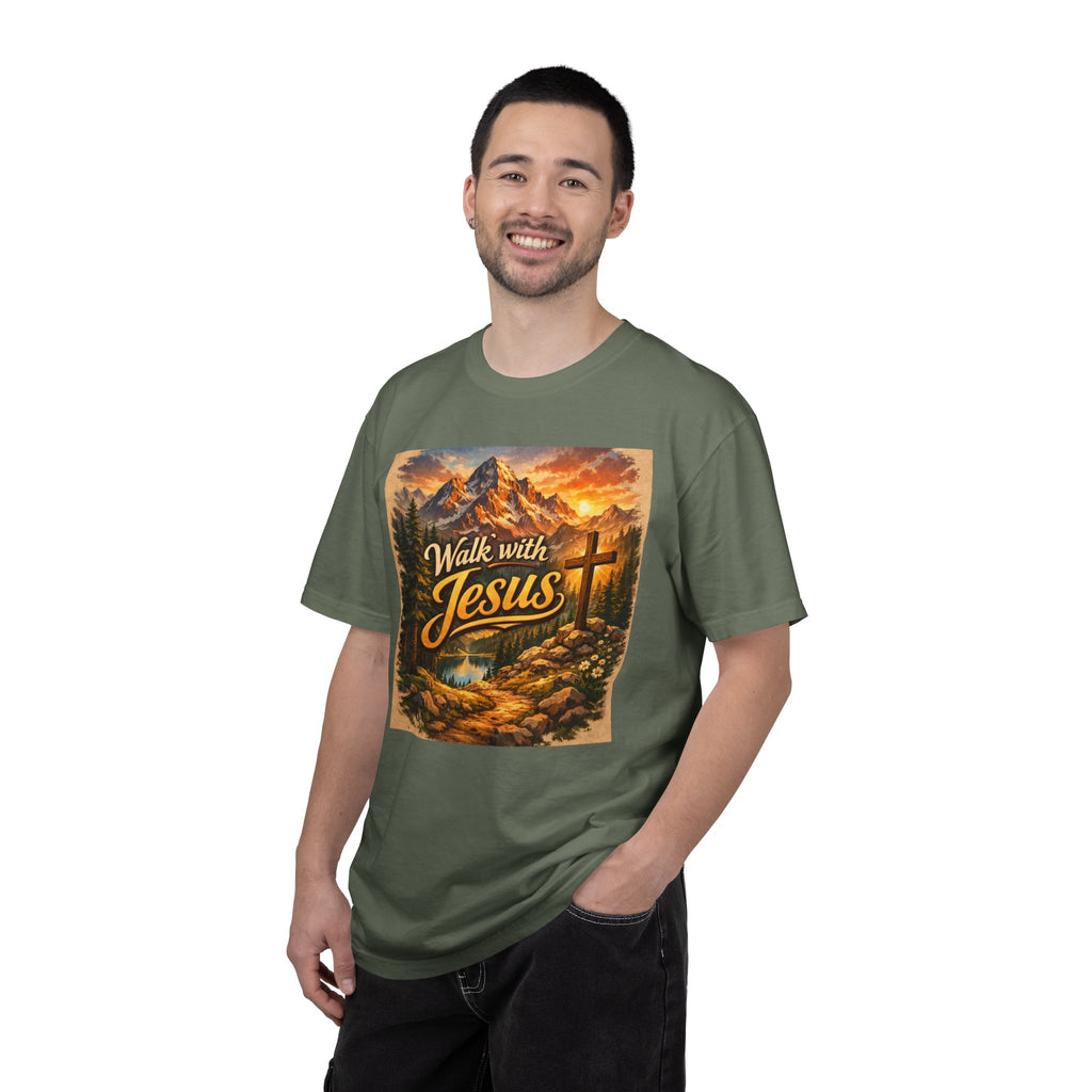 Walk with Jesus T-Shirt — Christian Faith Mountain Cross Tee