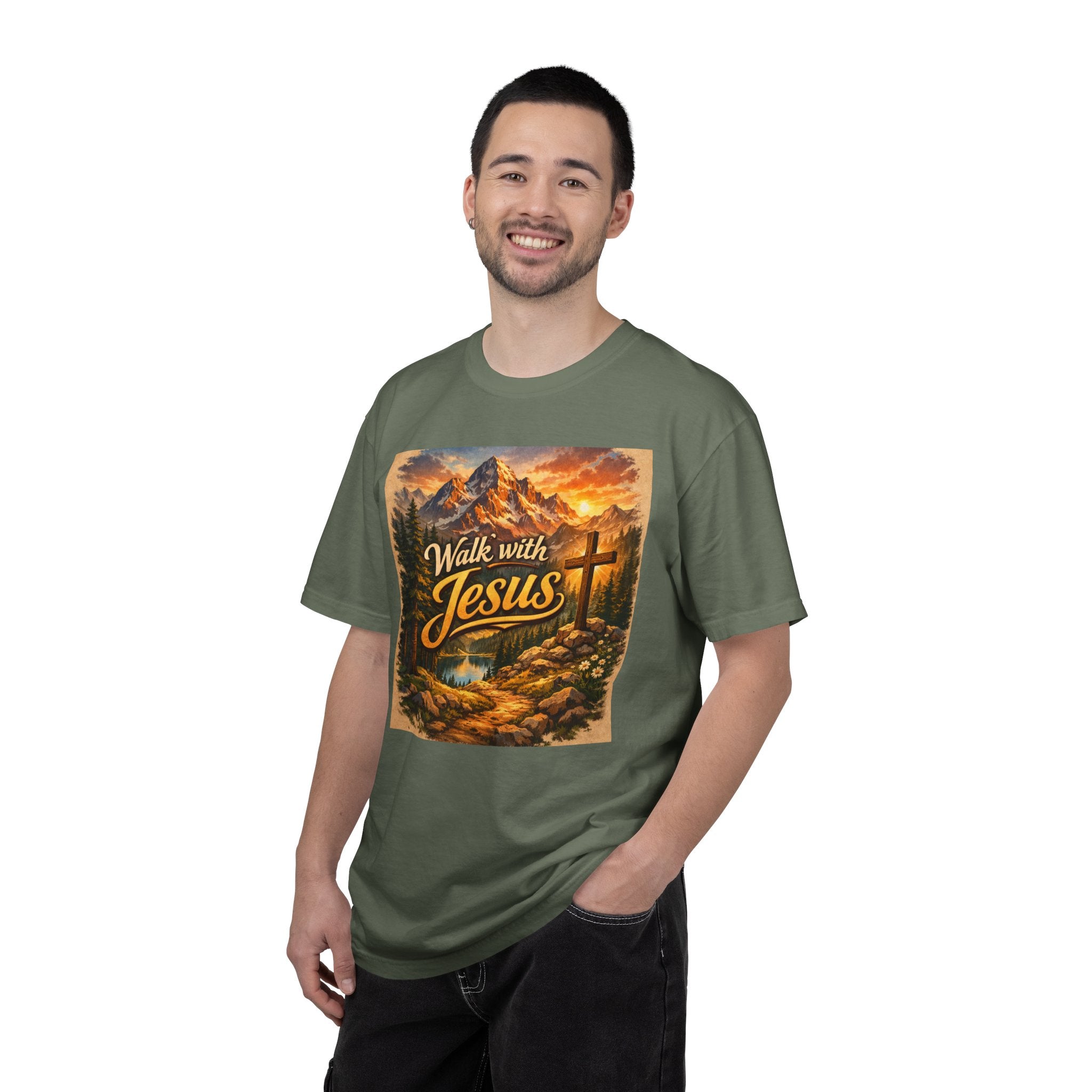 Walk with Jesus T-Shirt — Christian Faith Mountain Cross Tee