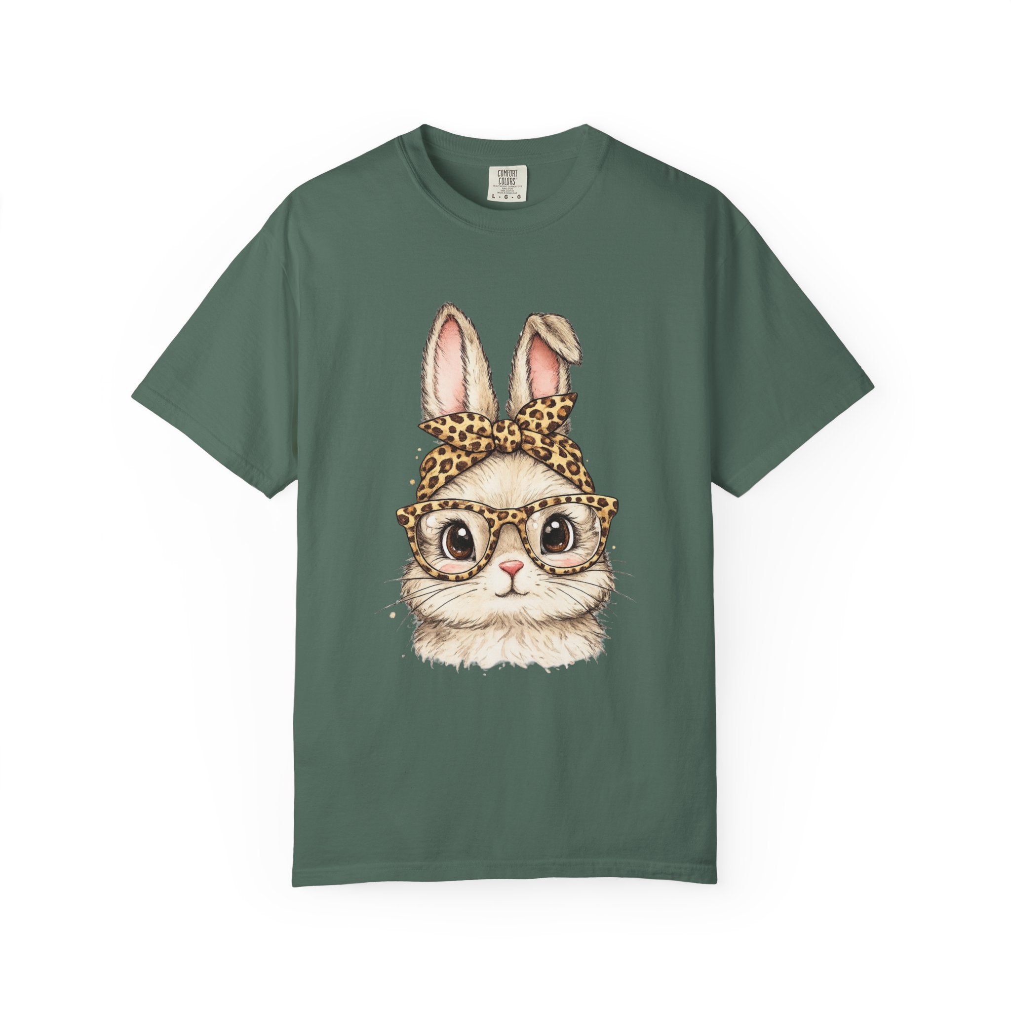 Bunny in Leopard Headband T-Shirt — Cute Vintage Rabbit Graphic Tee
