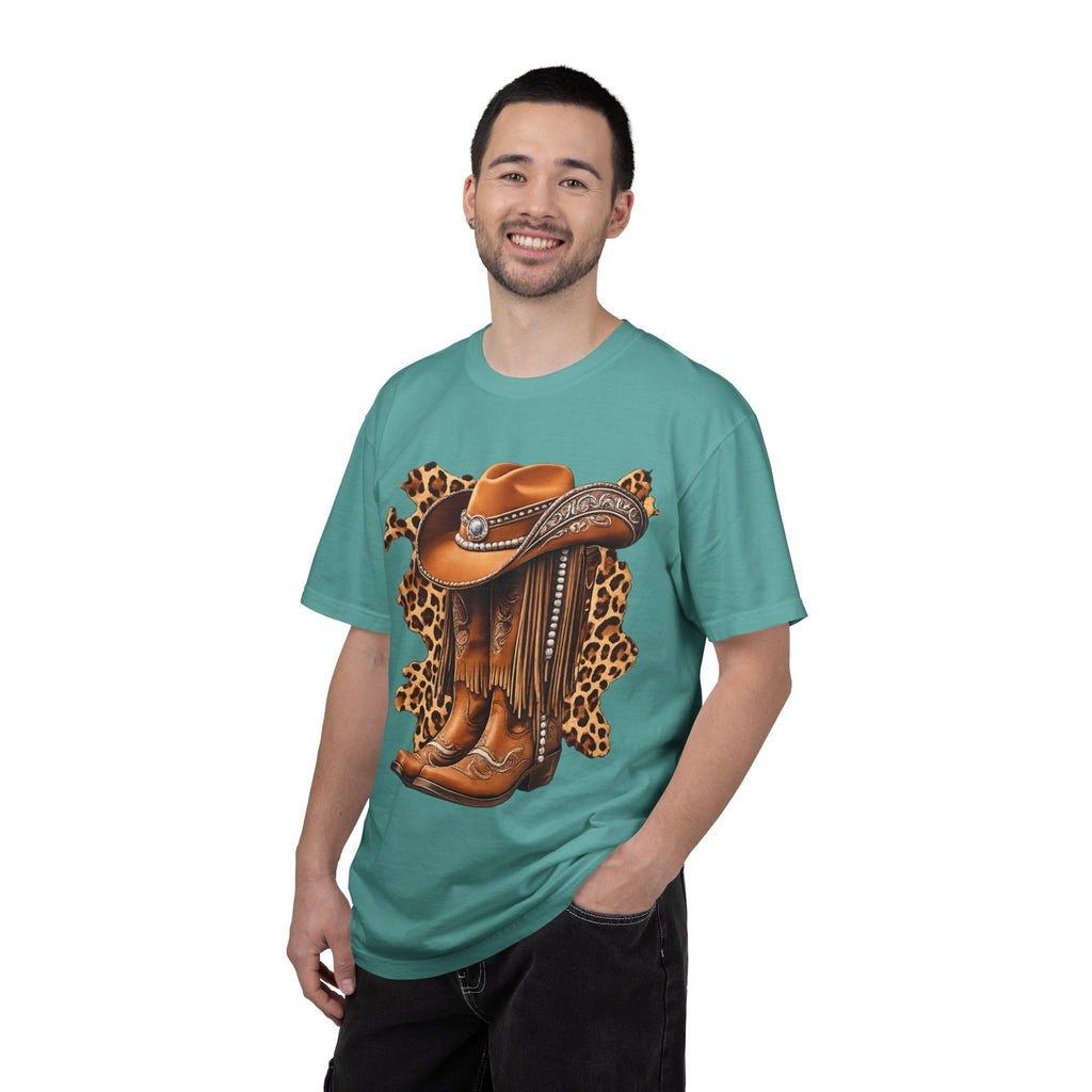 Cowgirl Boots & Hat T-Shirt — Western Leopard Graphic Tee