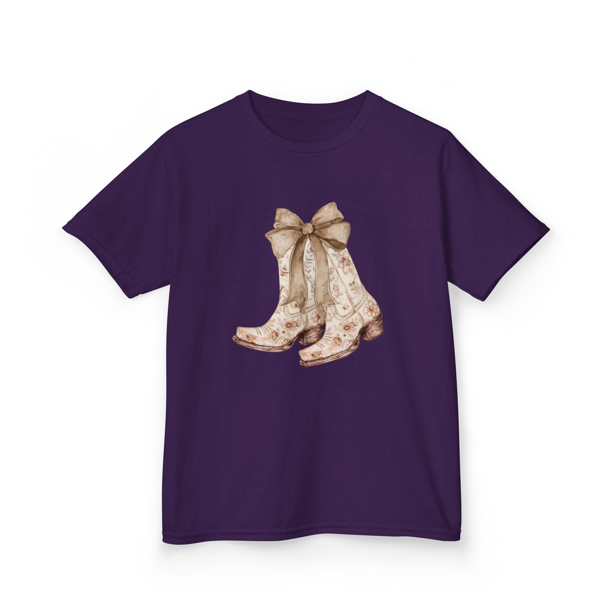 Kids Tee — Vintage Floral Cowboy Boots with Ribbon