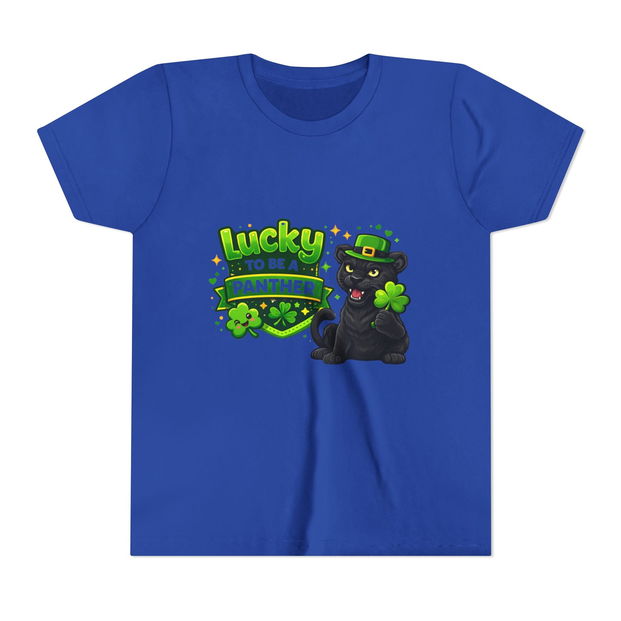 Youth Tee — "Lucky to Be a Panther" St. Patrick's Day Shamrock Tee