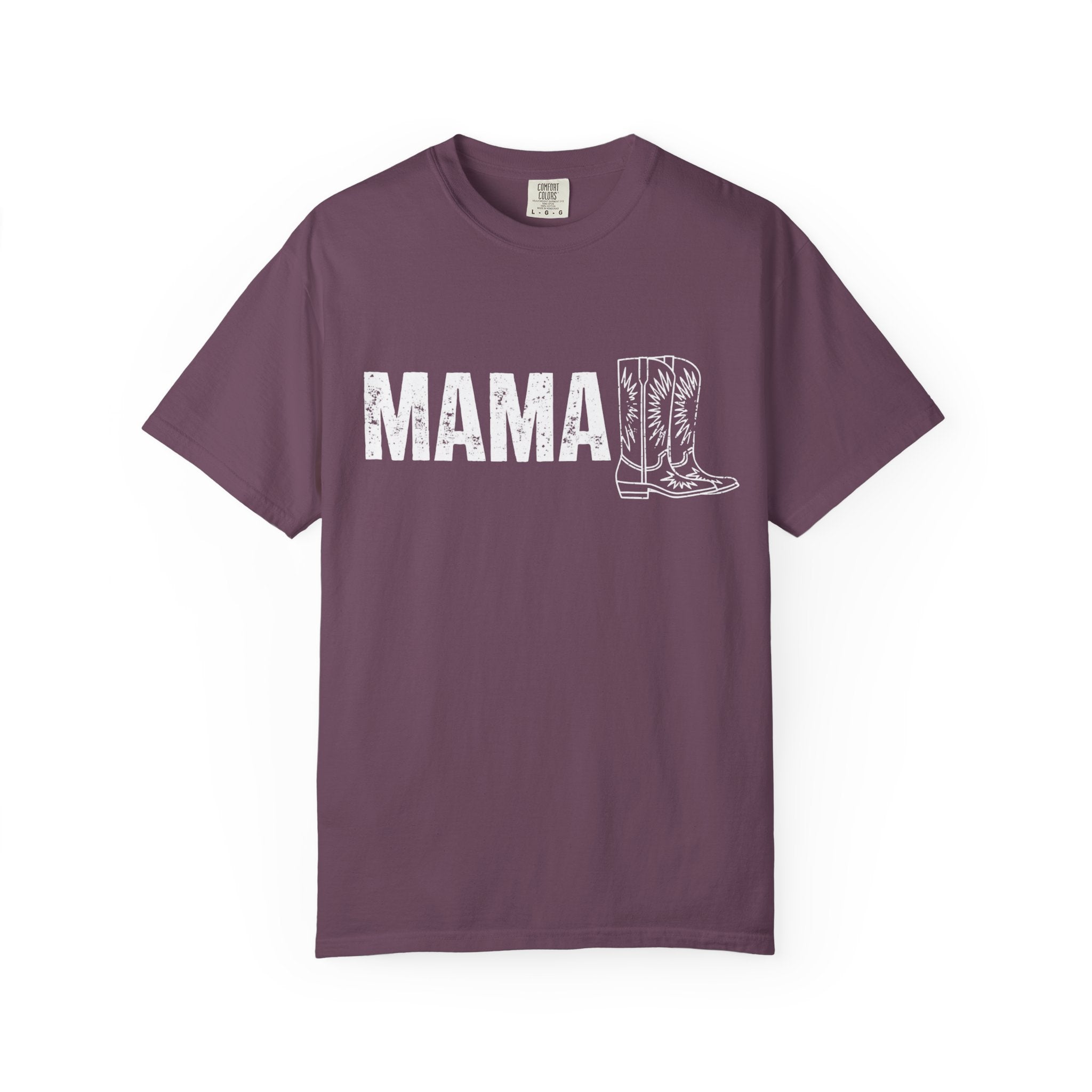 Mama Cowboy Boots T-Shirt — Rustic Western Mom Graphic Tee