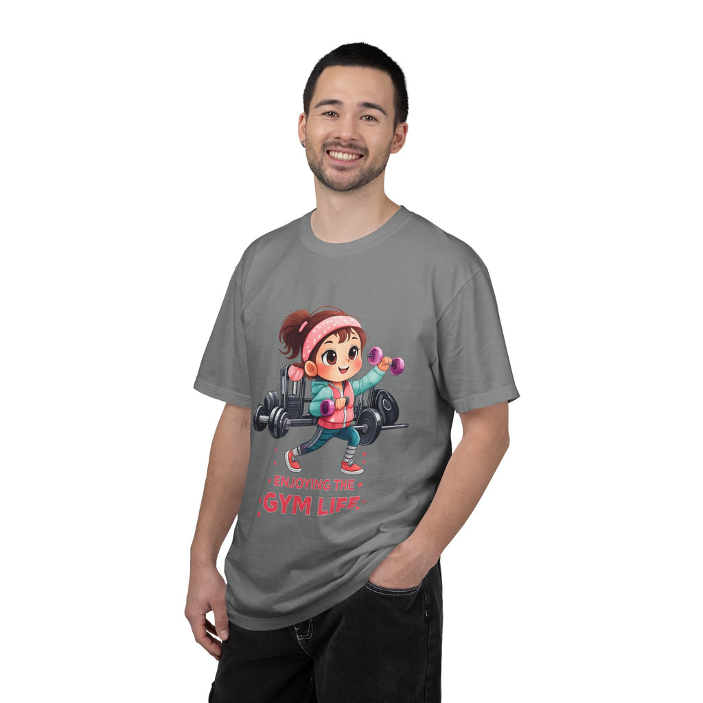 Gym Life T-Shirt — Cute Cartoon Weightlifting Tee ("Enjoying the Gym Life")
