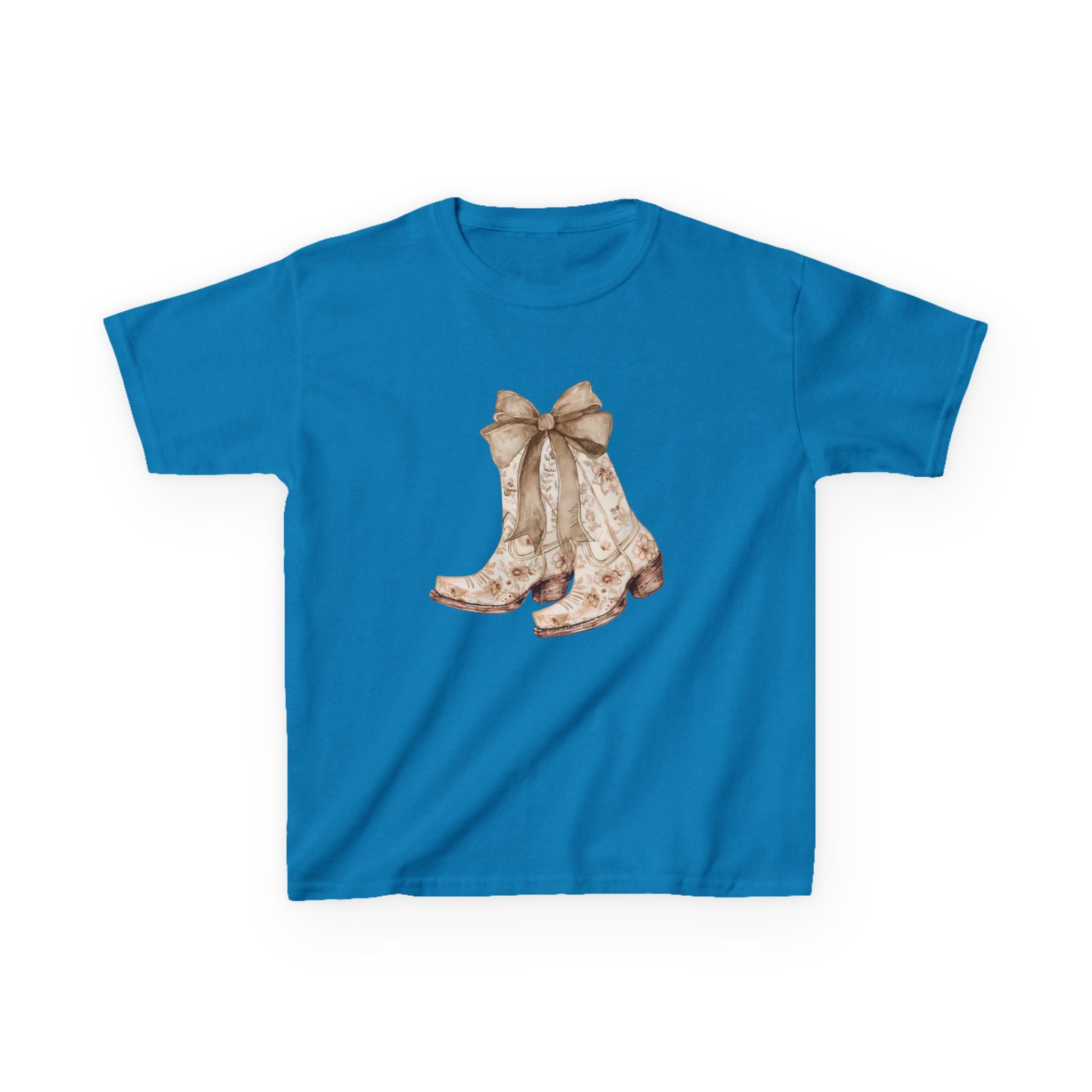 Kids Tee — Vintage Floral Cowboy Boots with Ribbon