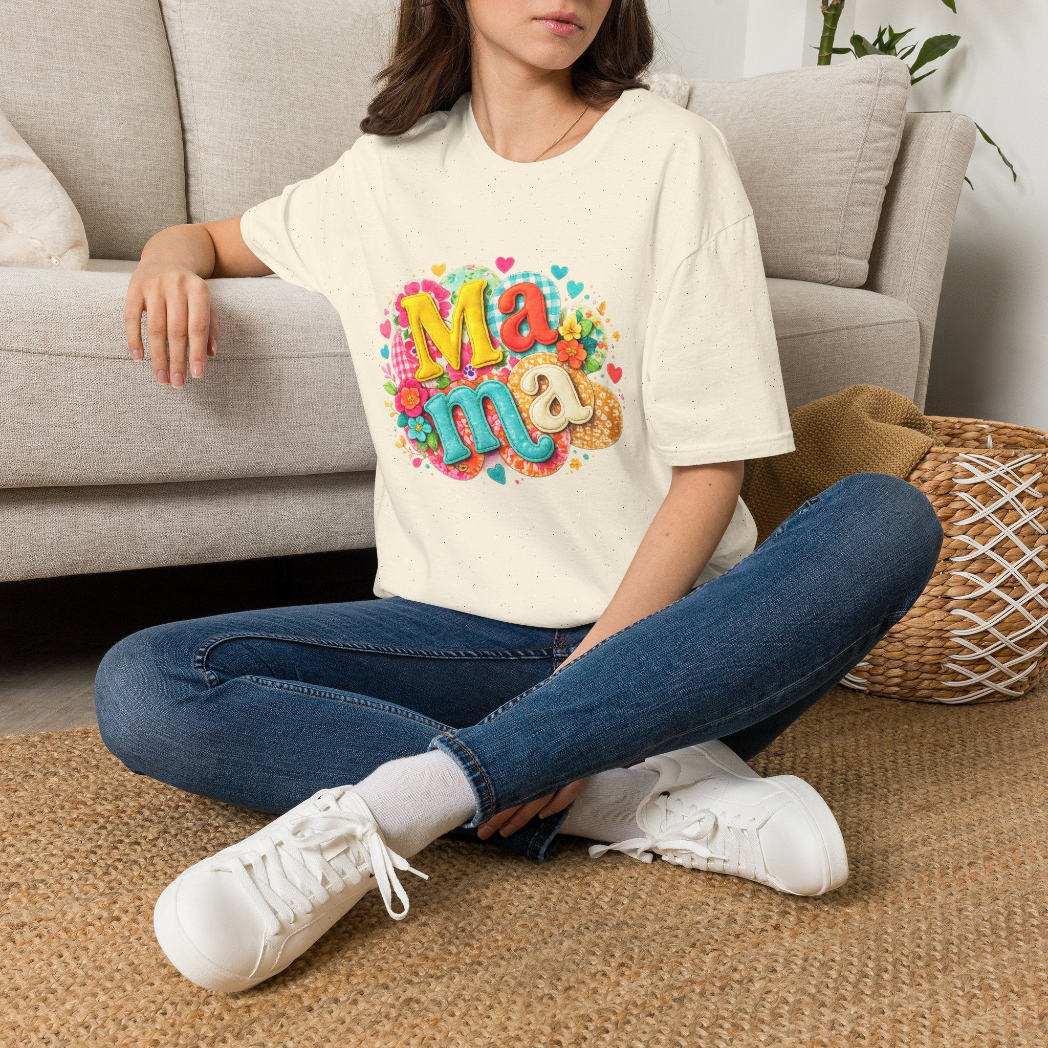 Mama Floral Graphic T‑Shirt — Colorful Heart & Flower Mother's Day Tee