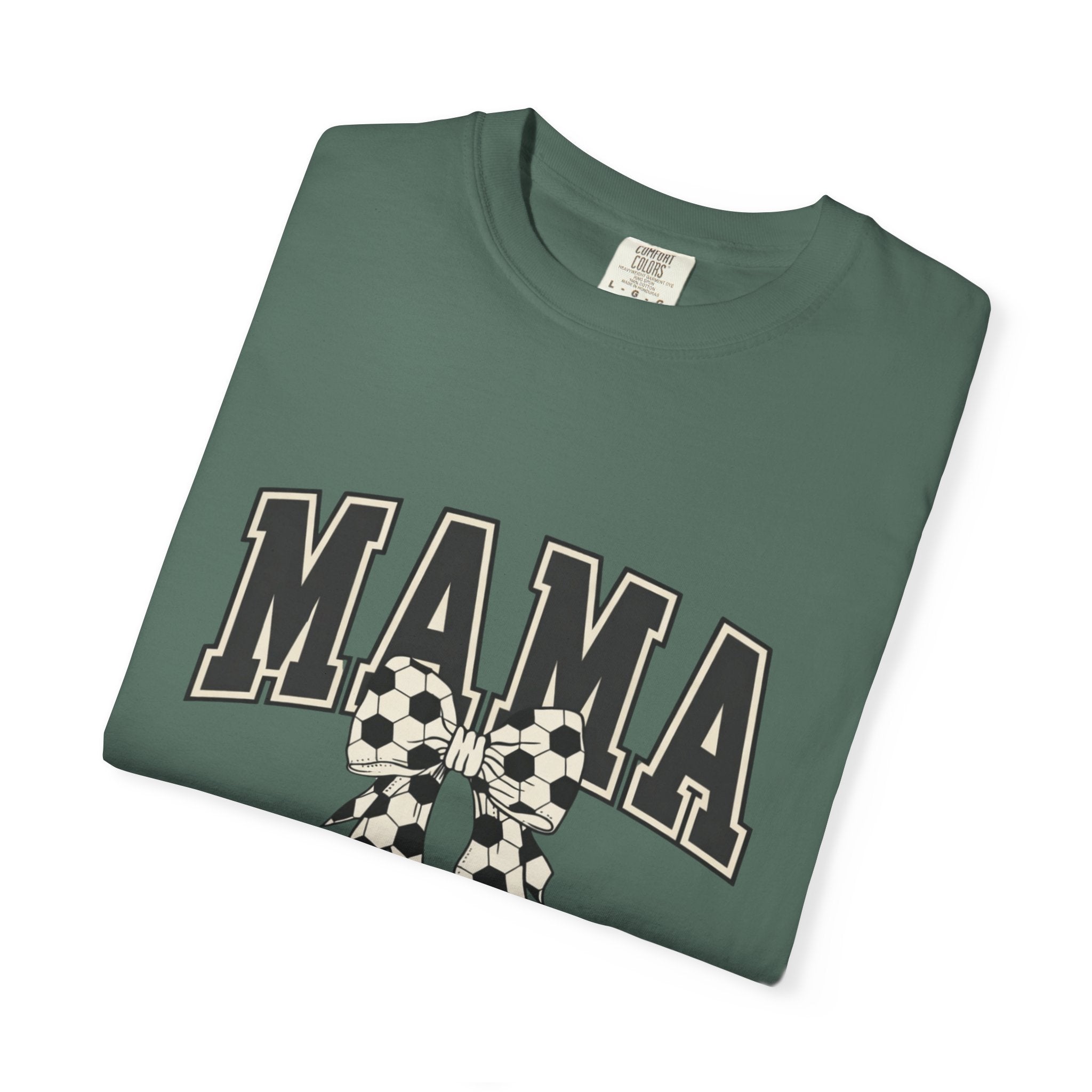 Mama Graphic T-Shirt — Retro Collegiate Letters with Polka Dot Bow