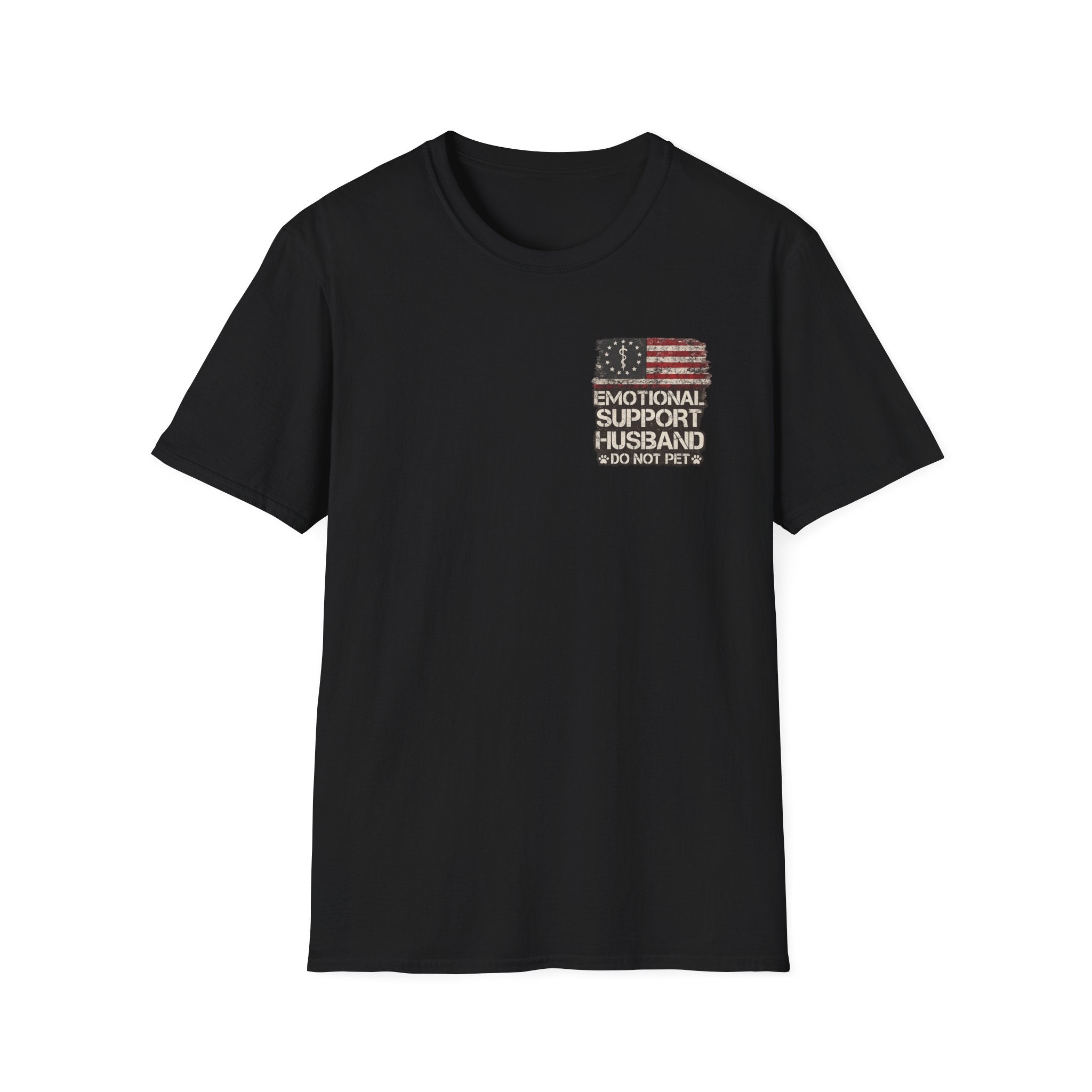 Emotional Support Husband T-Shirt — Patriotic "Do Not Pet" Graphic Tee