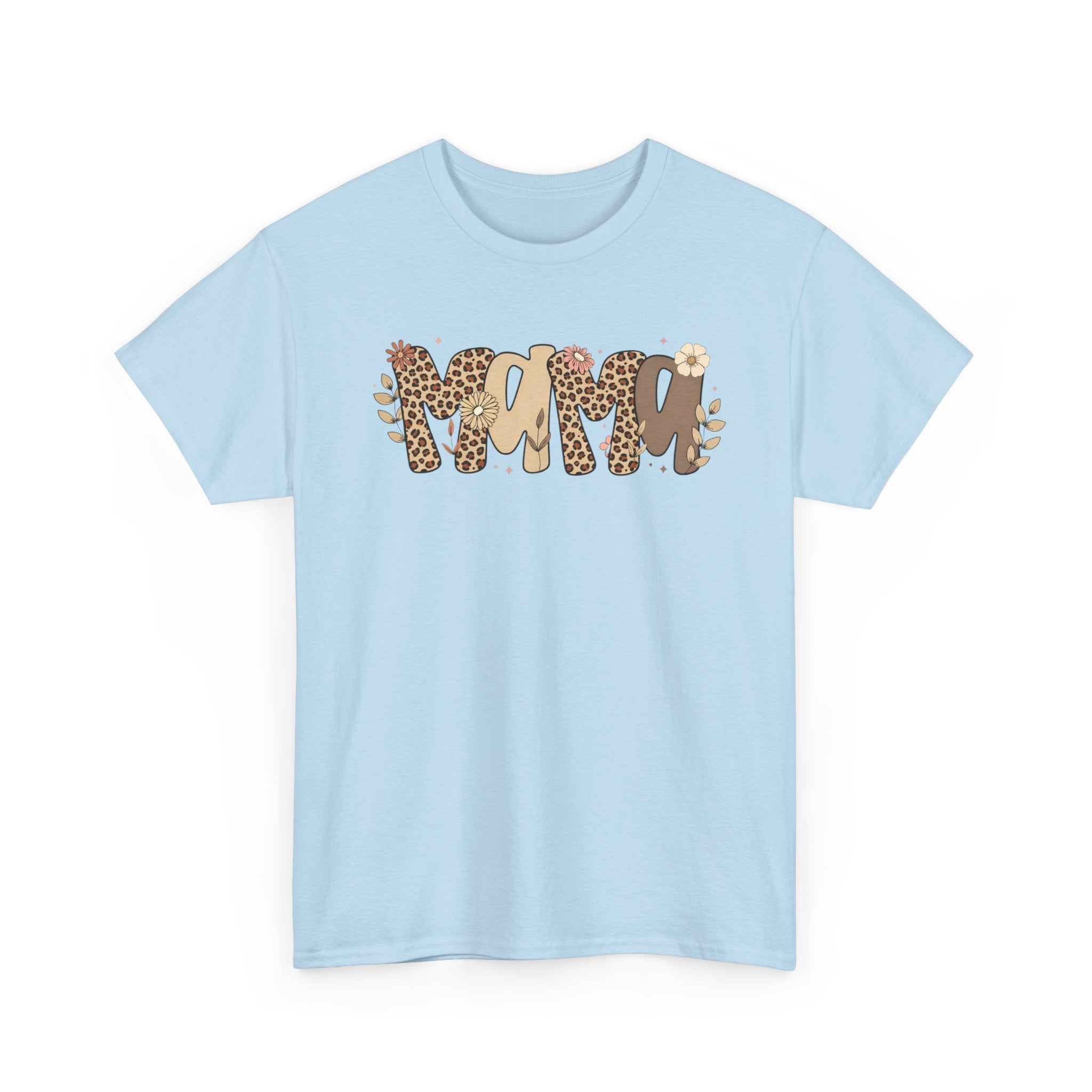 Mama Leopard Print T-Shirt — 'MAMA' Heart Graphic Mother's Day Tee