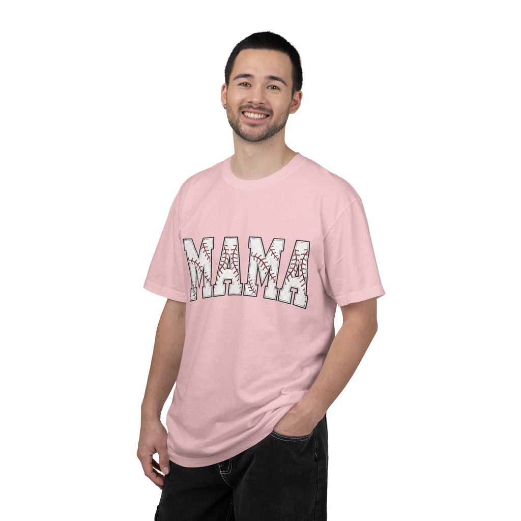 Mama Baseball Tee — 'MAMA' Stitched Baseball Mom T‑Shirt