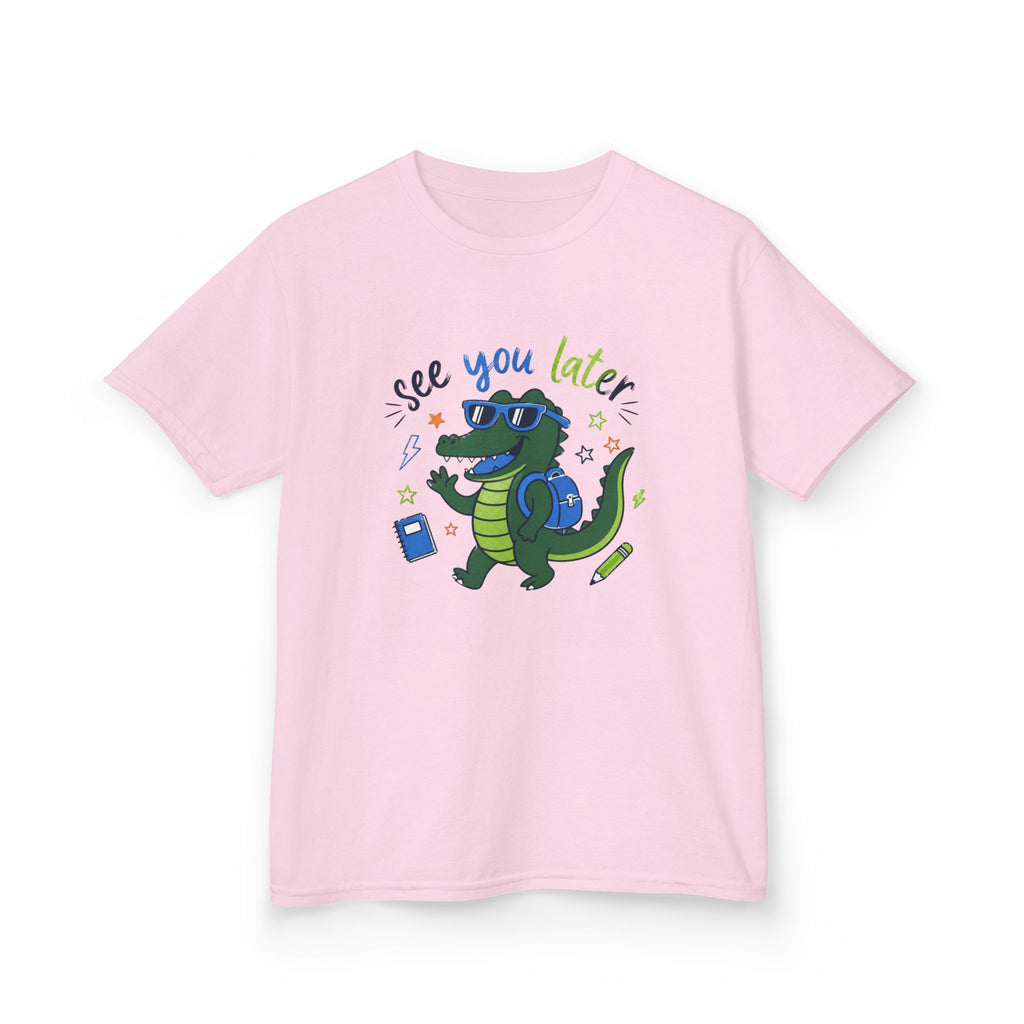 Kids T‑Shirt — "See You Later" Backpacking Alligator Graphic Tee