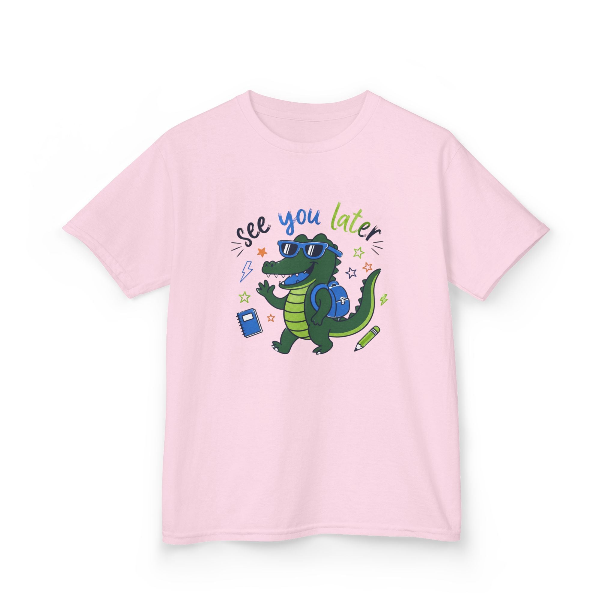 Kids T‑Shirt — "See You Later" Backpacking Alligator Graphic Tee