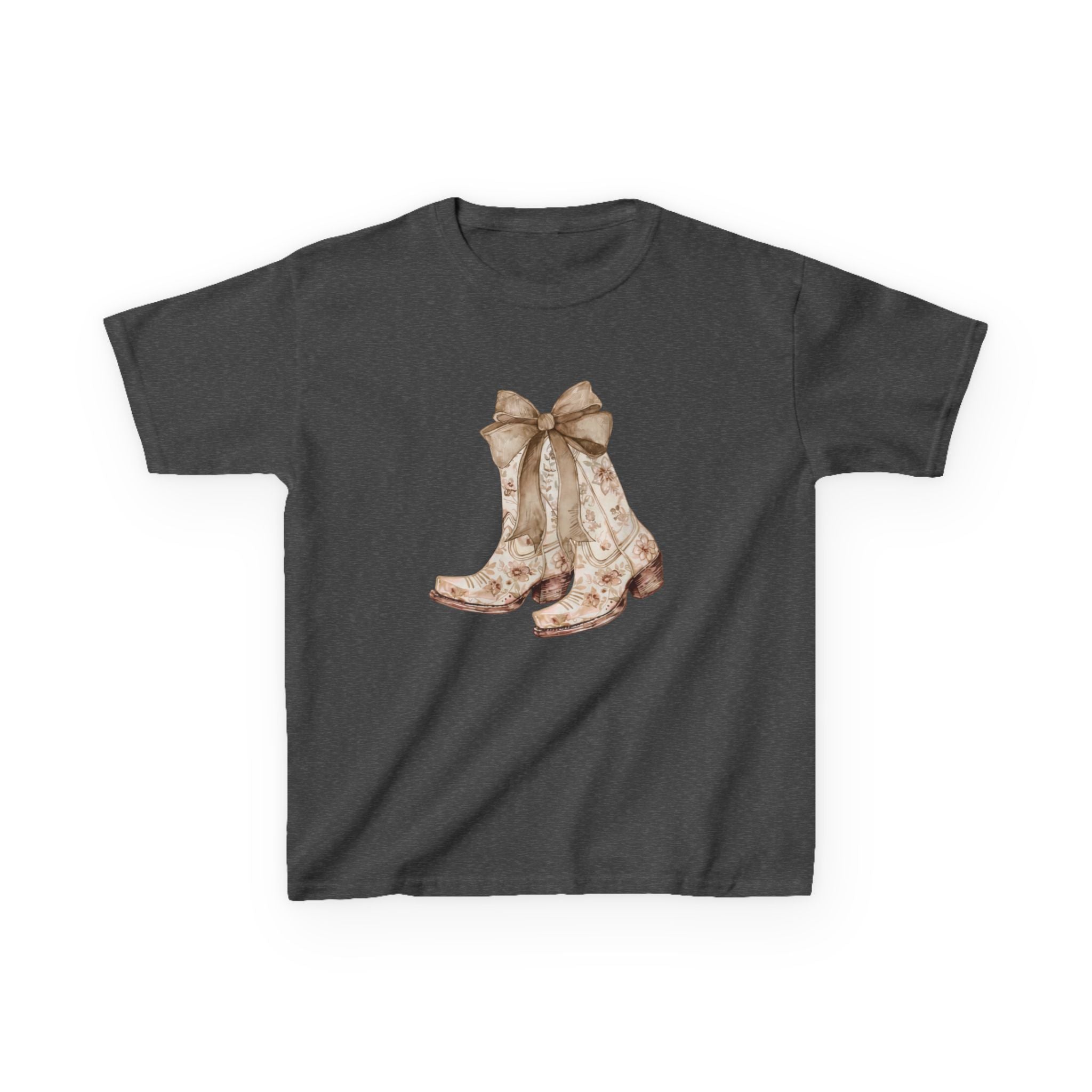 Kids Tee — Vintage Floral Cowboy Boots with Ribbon