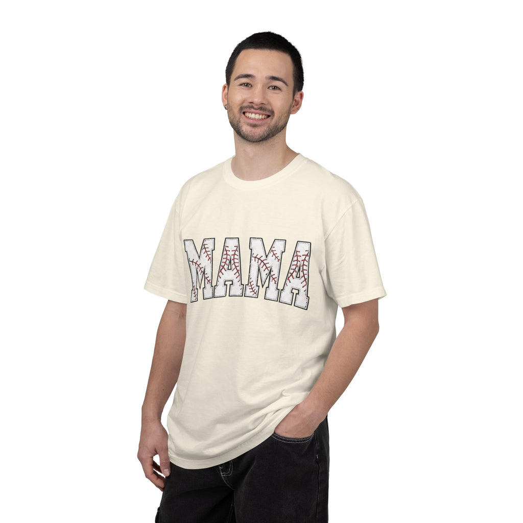 Mama Baseball Tee — 'MAMA' Stitched Baseball Mom T‑Shirt