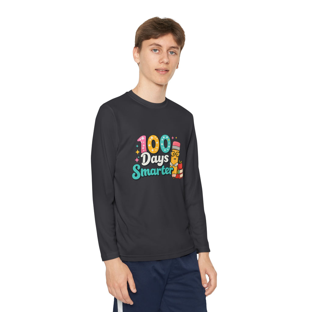 Youth Long Sleeve Tee - "100 Days Smarter" School Celebration Shirt