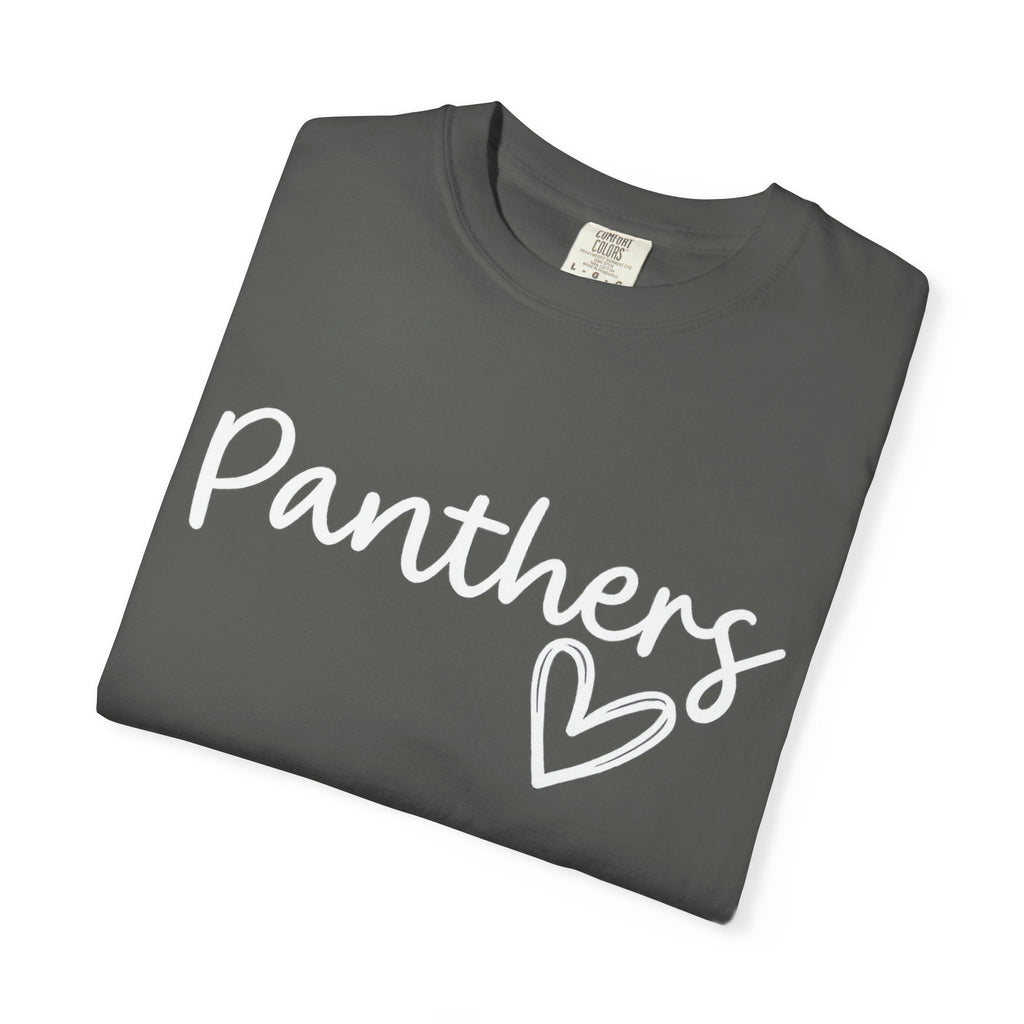 Panthers Heart T-Shirt — Cute Script School Spirit Tee