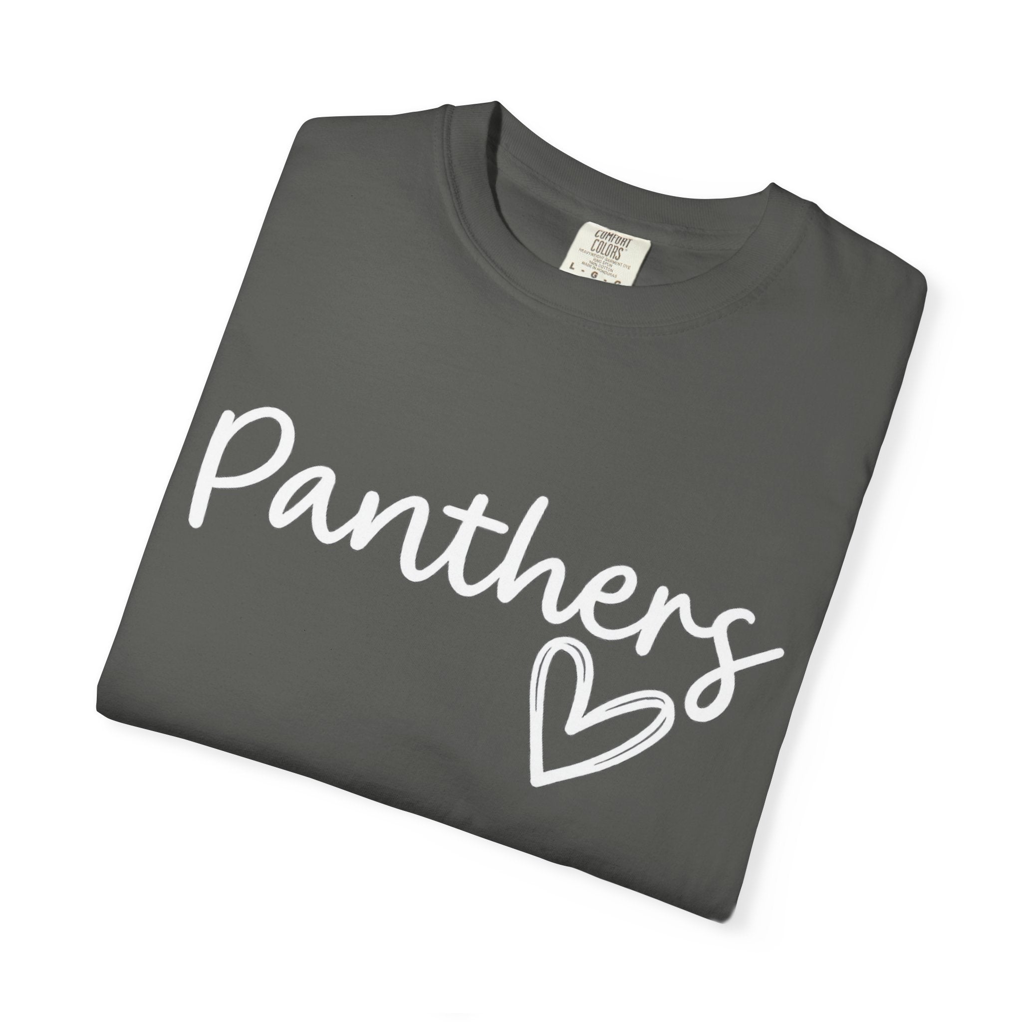 Panthers Heart T-Shirt — Cute Script School Spirit Tee
