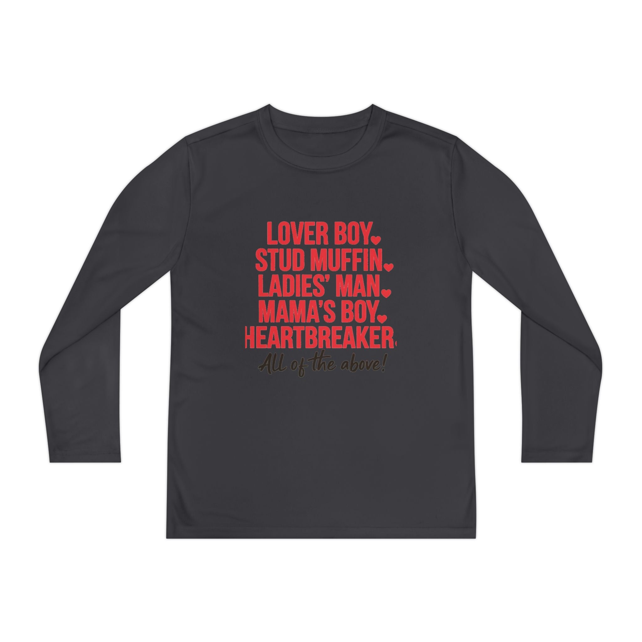 Youth Long Sleeve Tee - "Lover Boy, Stud Muffin...All of the Above!" Graphic