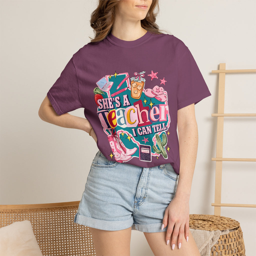 She's A Teacher I Can Tell T-Shirt — Cute Colorful Teacher Gift Tee