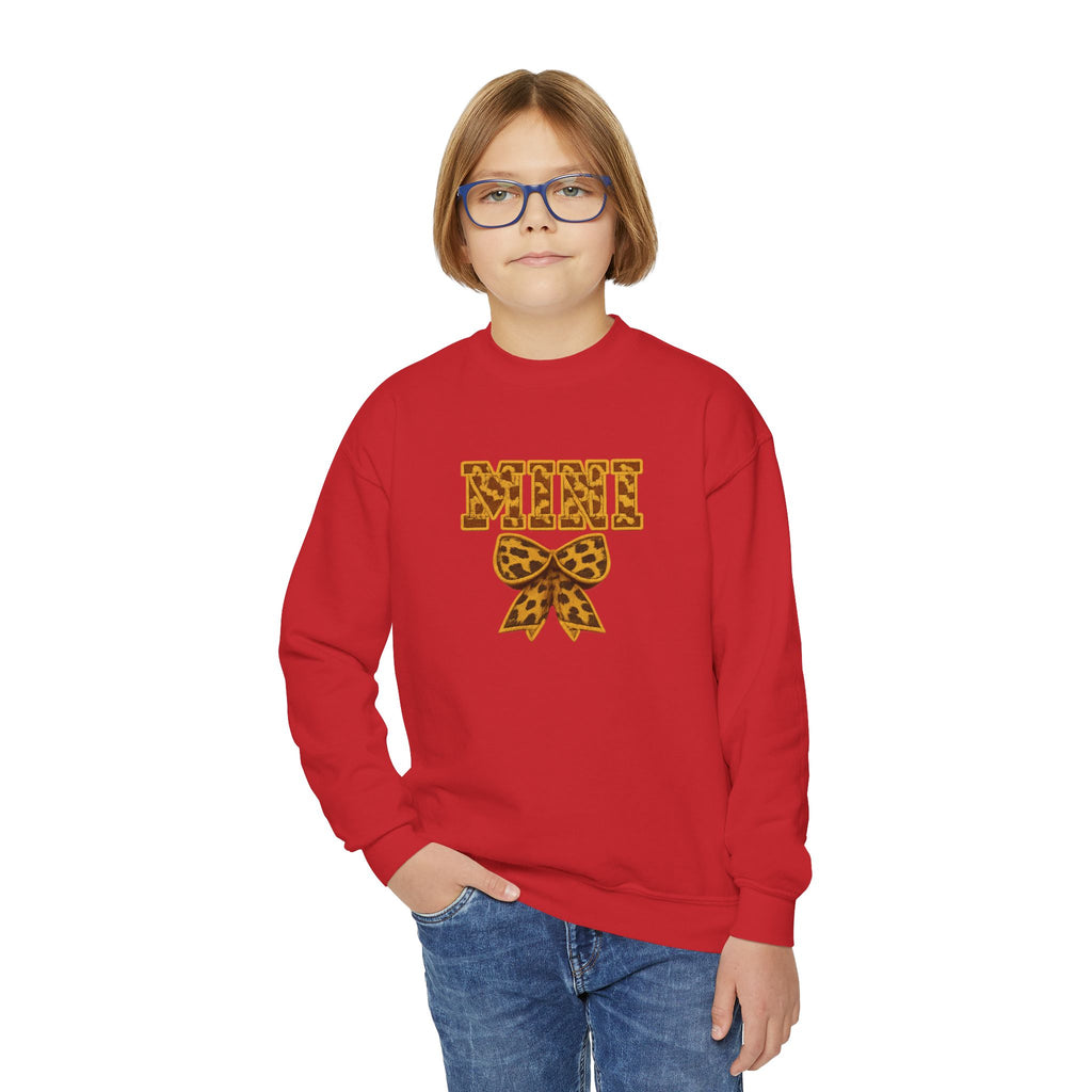 Youth Crewneck Sweatshirt - Leopard 'Mimi' Graphic with Bow