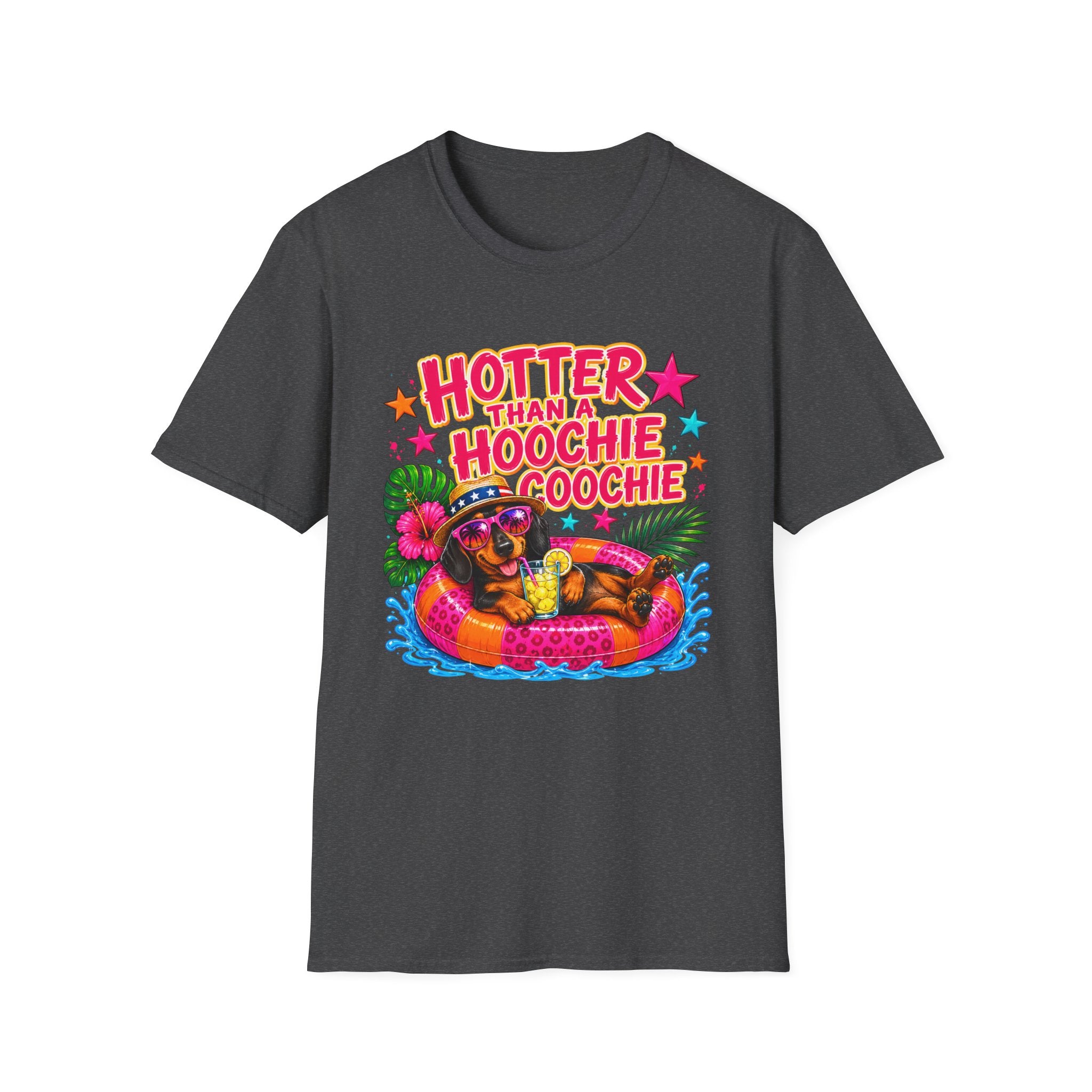 T-Shirt — "Hotter Than A Hoochie Coochie" Bright Retro Summer Graphic