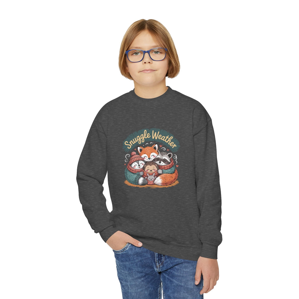 Youth Sweatshirt — "Snuggle Weather" Forest Animal Crewneck