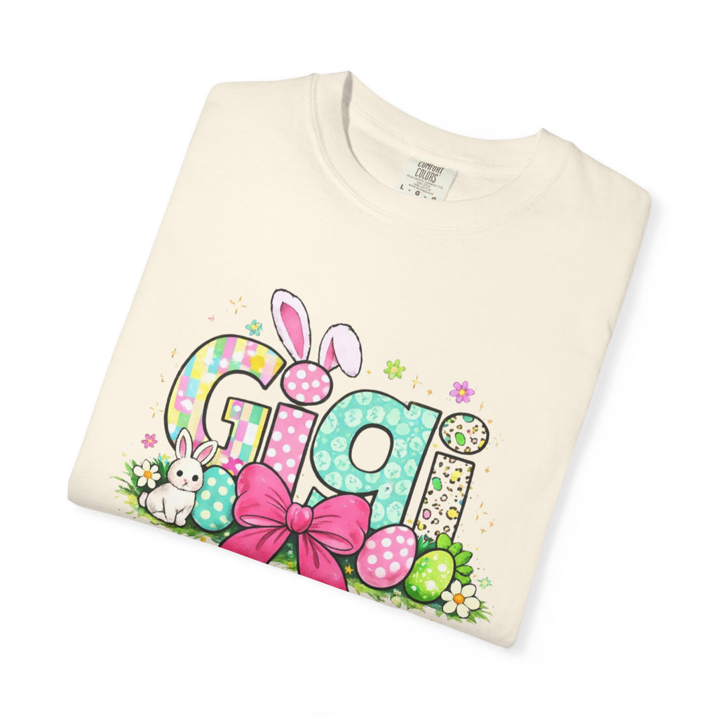 Easter Gigi T-Shirt — Pastel Bunny & Eggs Graphic Tee