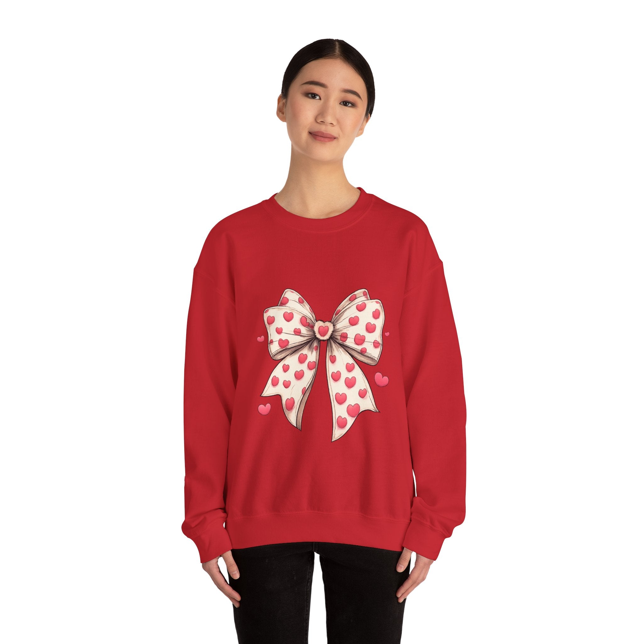 Heart Bow Crewneck Sweatshirt – Cute Valentine’s Day Pullover