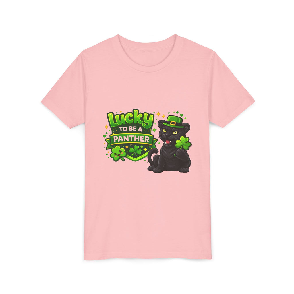 Youth Tee — "Lucky to Be a Panther" St. Patrick's Day Shamrock Tee