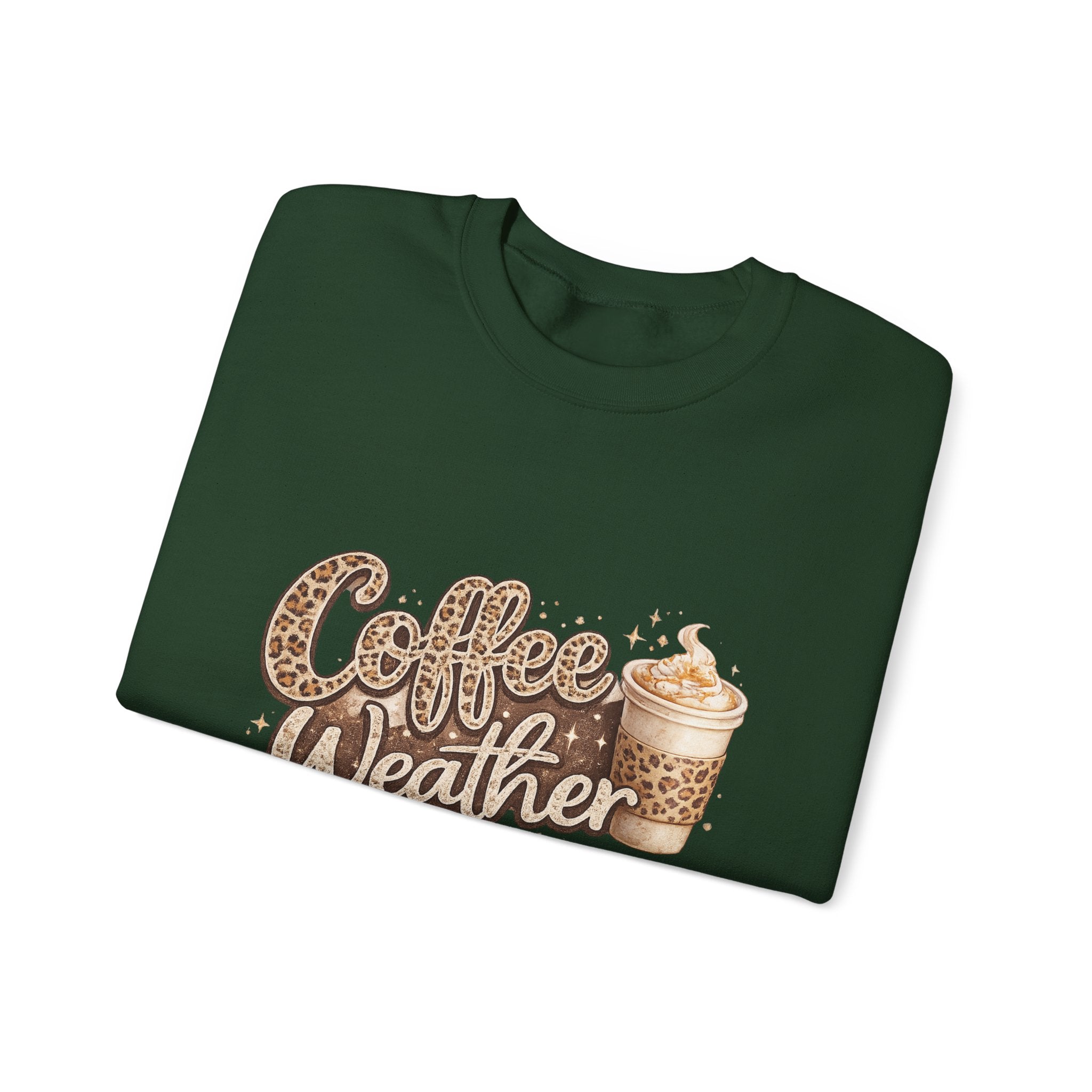 Coffee Weather Sweatshirt – Cozy Leopard Print Coffee Cup Crewneck