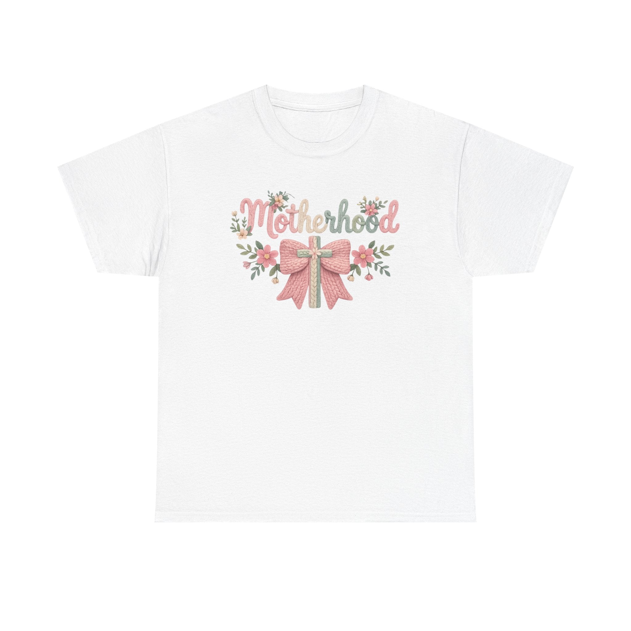 Motherhood Floral Tee — Pink Bow Mom Shirt for Mother's Day